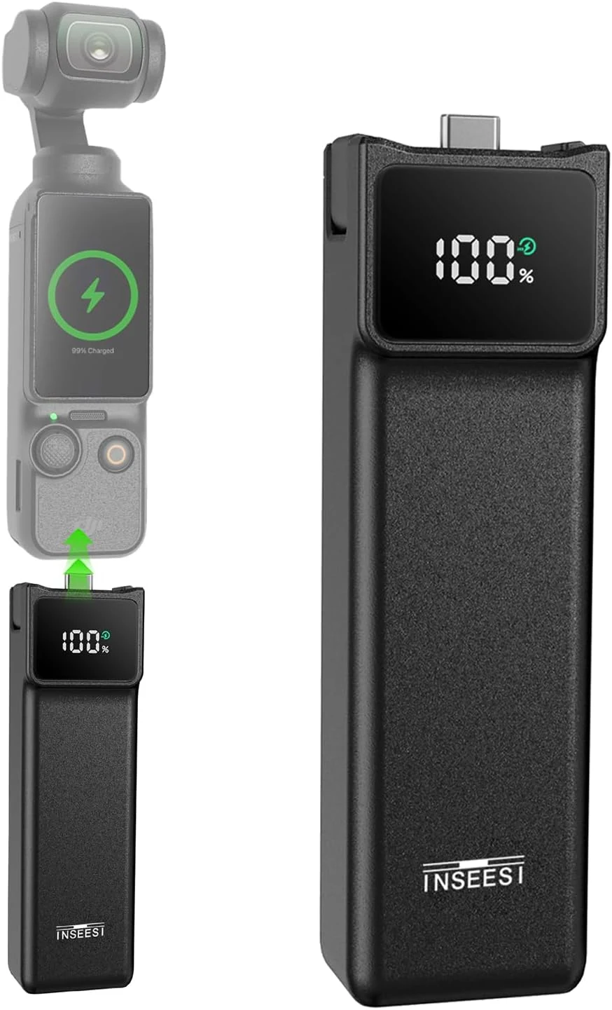 INSEESI battery handle compatible with DJI Osmo Pocket 3 and Pocket 4 accessories