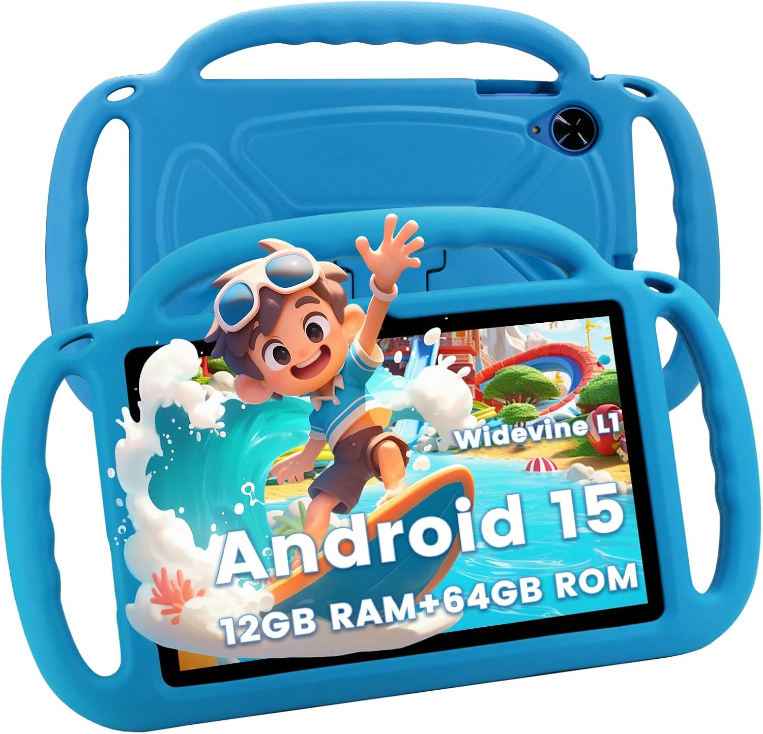 Henadigi Kids Tablet 10 Inch (Android 15, Parental Controls, 12GB RAM, 64GB Storage)