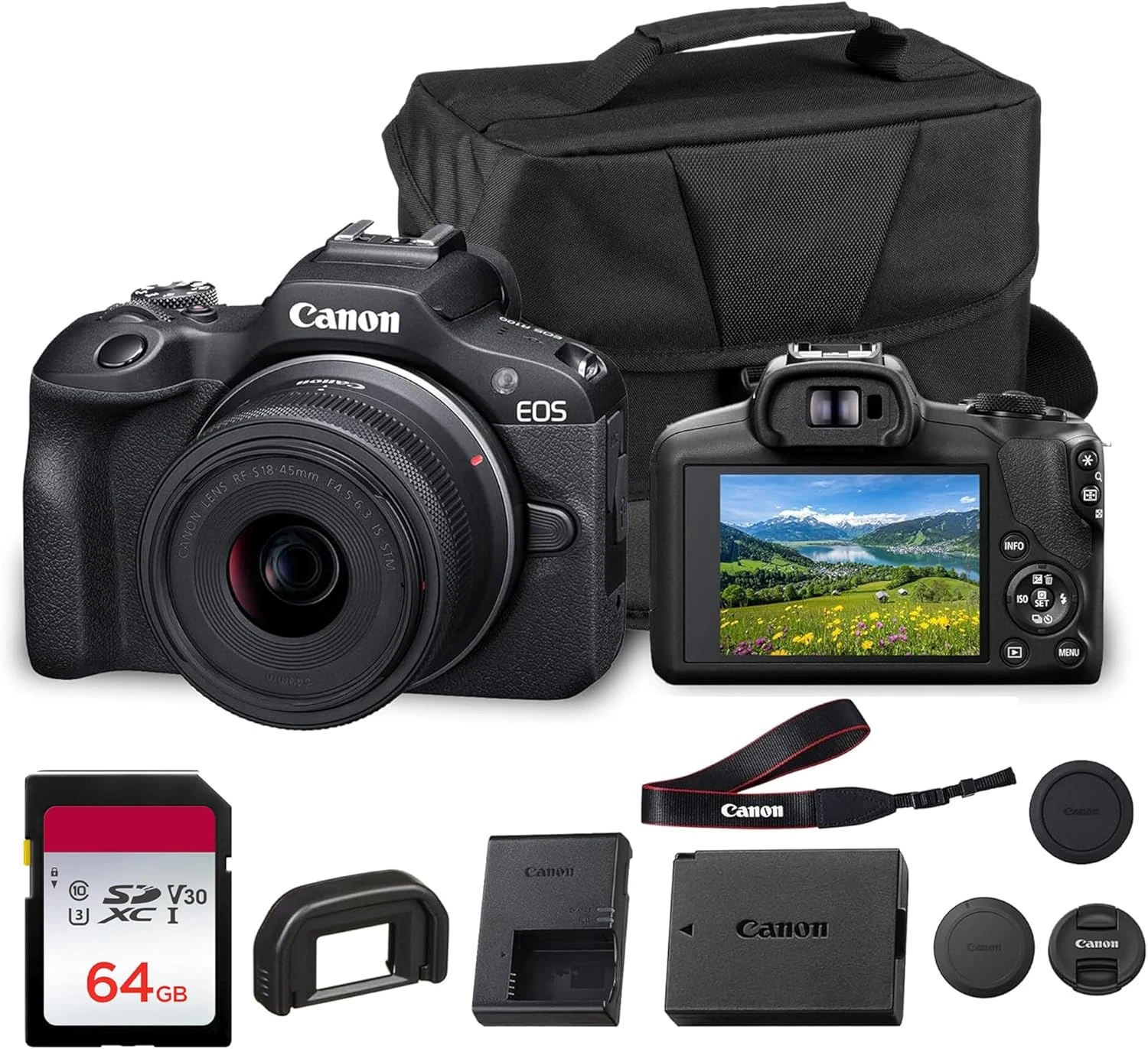 Canon EOS R100 Mirrorless Camera with RF-S 18-45mm f/4.5-6.3 is