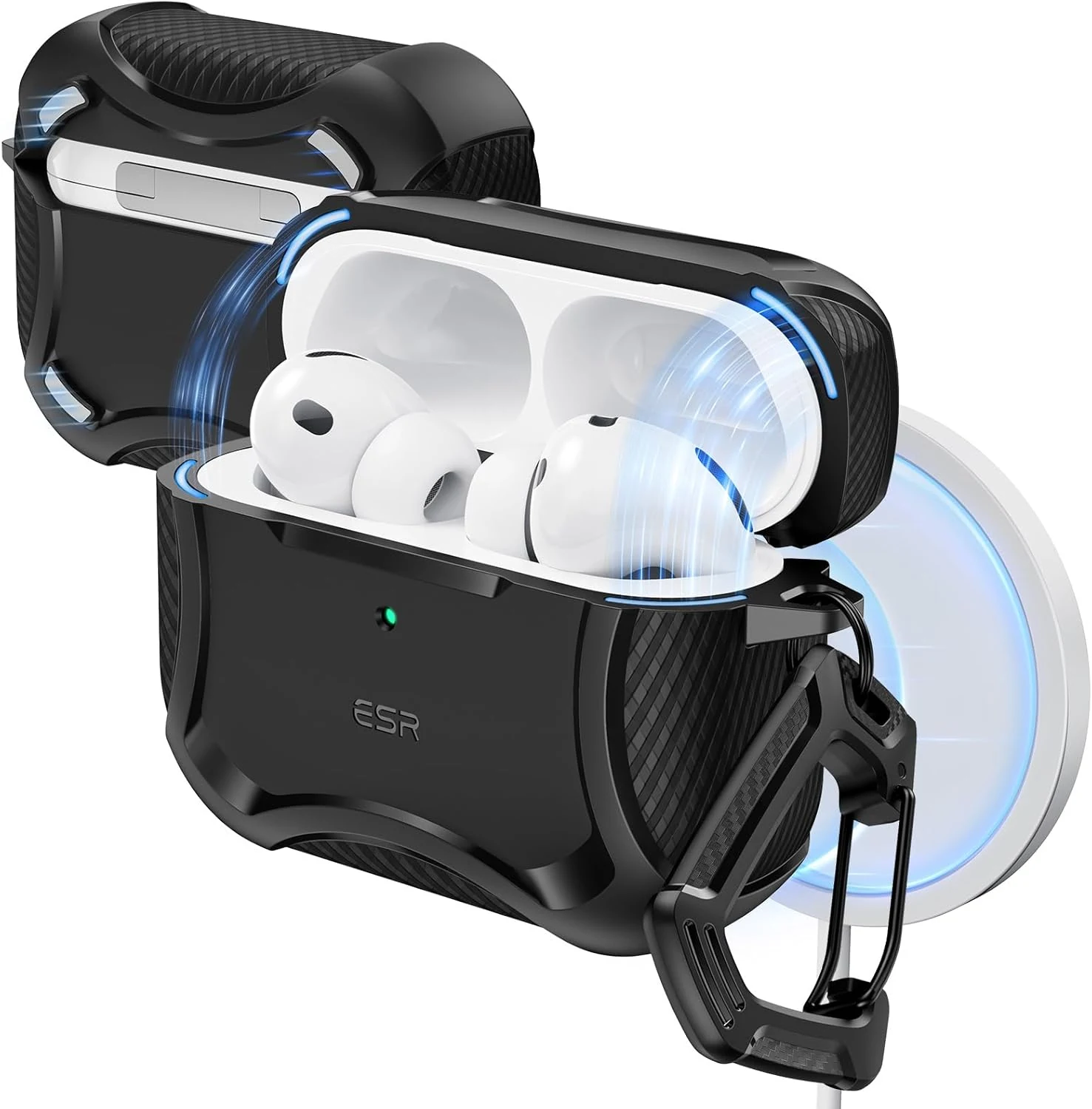 ESR for AirPods Pro 3 Case (2025), Compatible with Airpods Pro 3rd Generation (USB-C Cable), Magnetic Lid, MagSafe Ready, Powerful Drop Protection, Cyber Series, Black