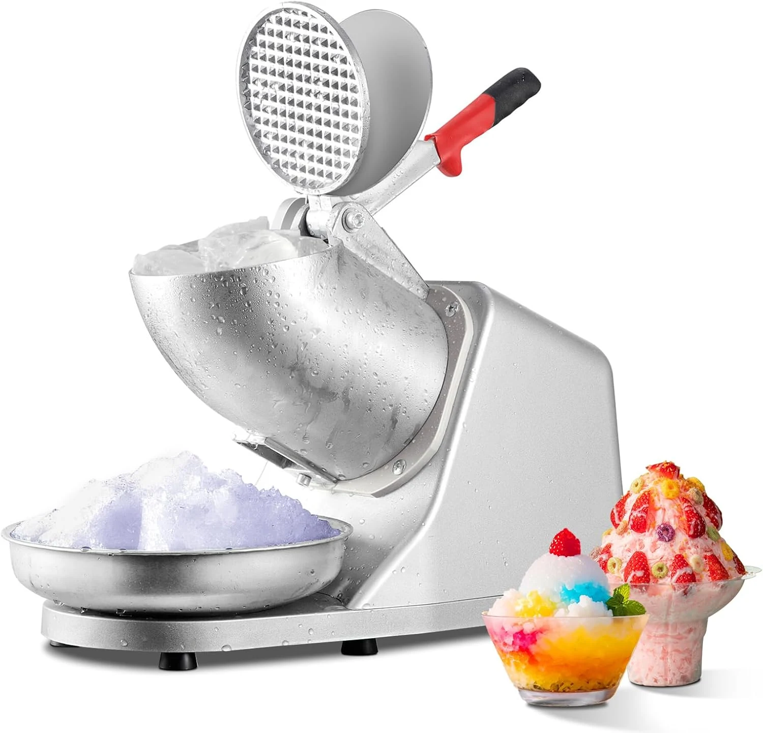 Electric Shaved Ice Machine, Ice Crusher Shaver with 2 Blades (Dual Splash Prevention, 380W)