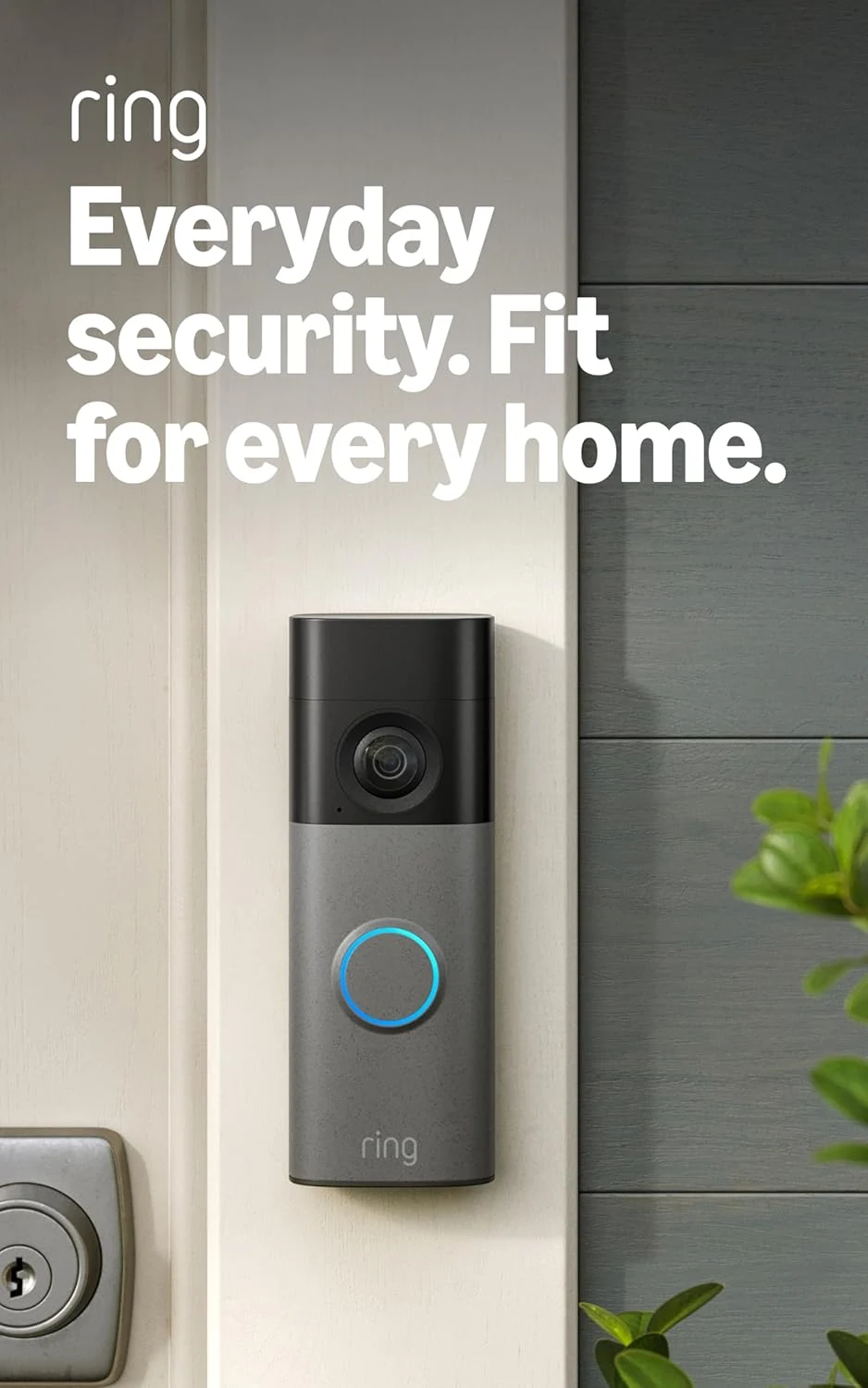 Ring Battery Doorbell (newest model) — Retinal 2K with wide-angle video, up to 6x Enhanced Zoom, Two-Way Talk, and Built-In Battery, Speckled Gray