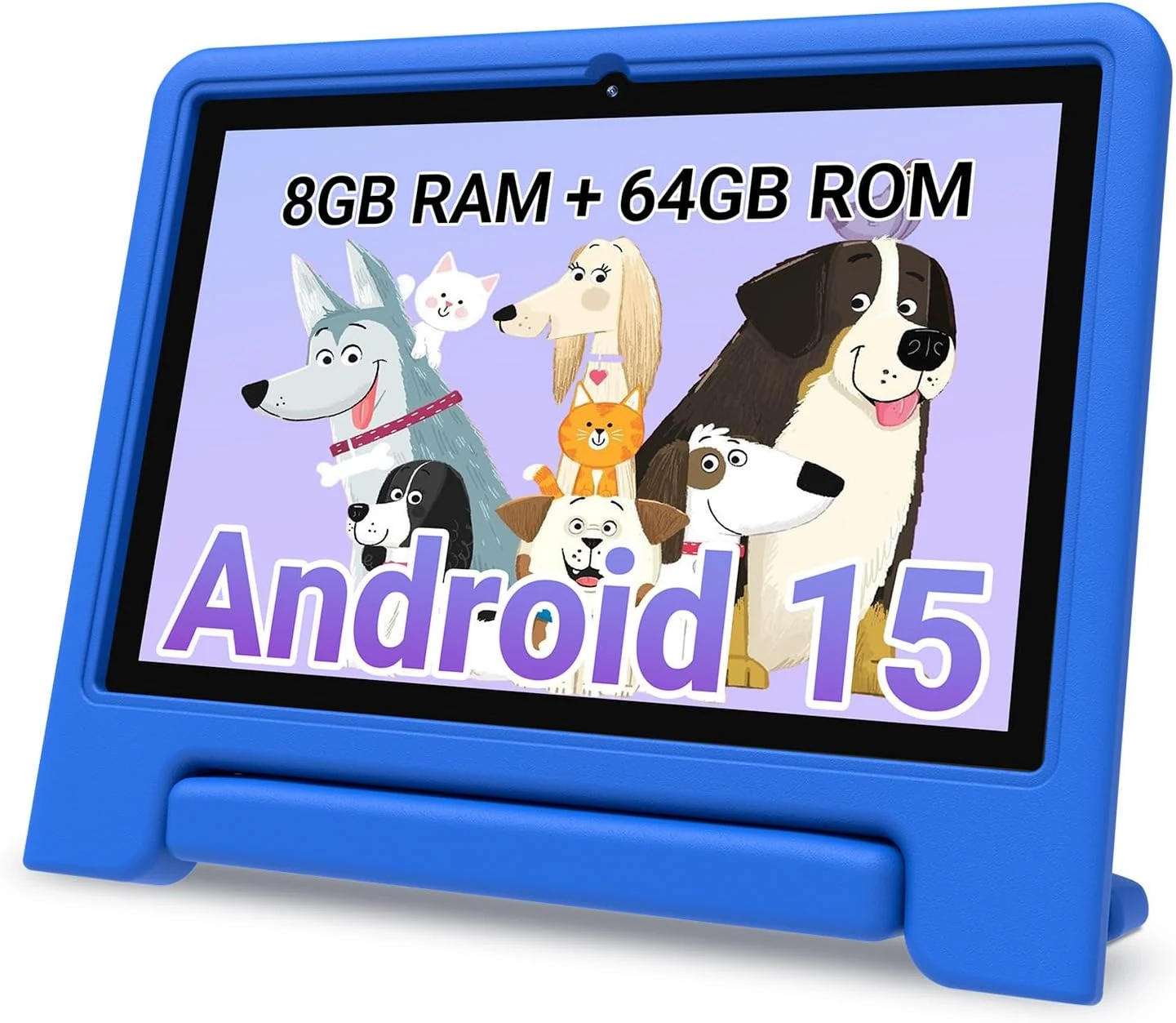 CFVOCUY 2026 Kids Tablet, 10.1 Inch Android 15 Tablet for Kids, 8GB RAM, 64GB ROM (1TB Expand), WiFi 6, Pre-Installed Educational Apps, Parental Control, with EVA Protective Case, Eye Protection