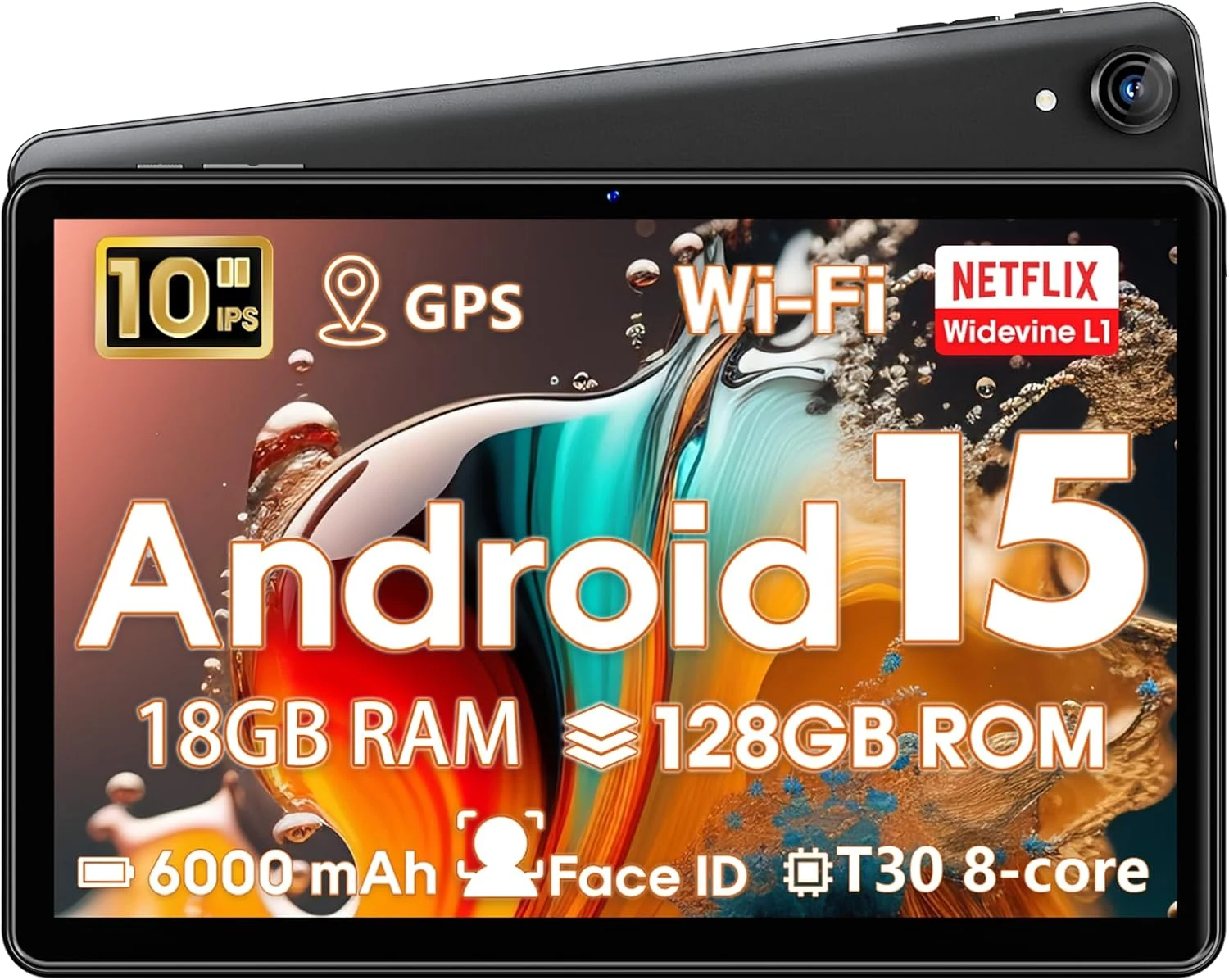 Hasskya Tablet Android 15 (10 inch, 18GB+128GB, 1TB Expand) with Widevine L1