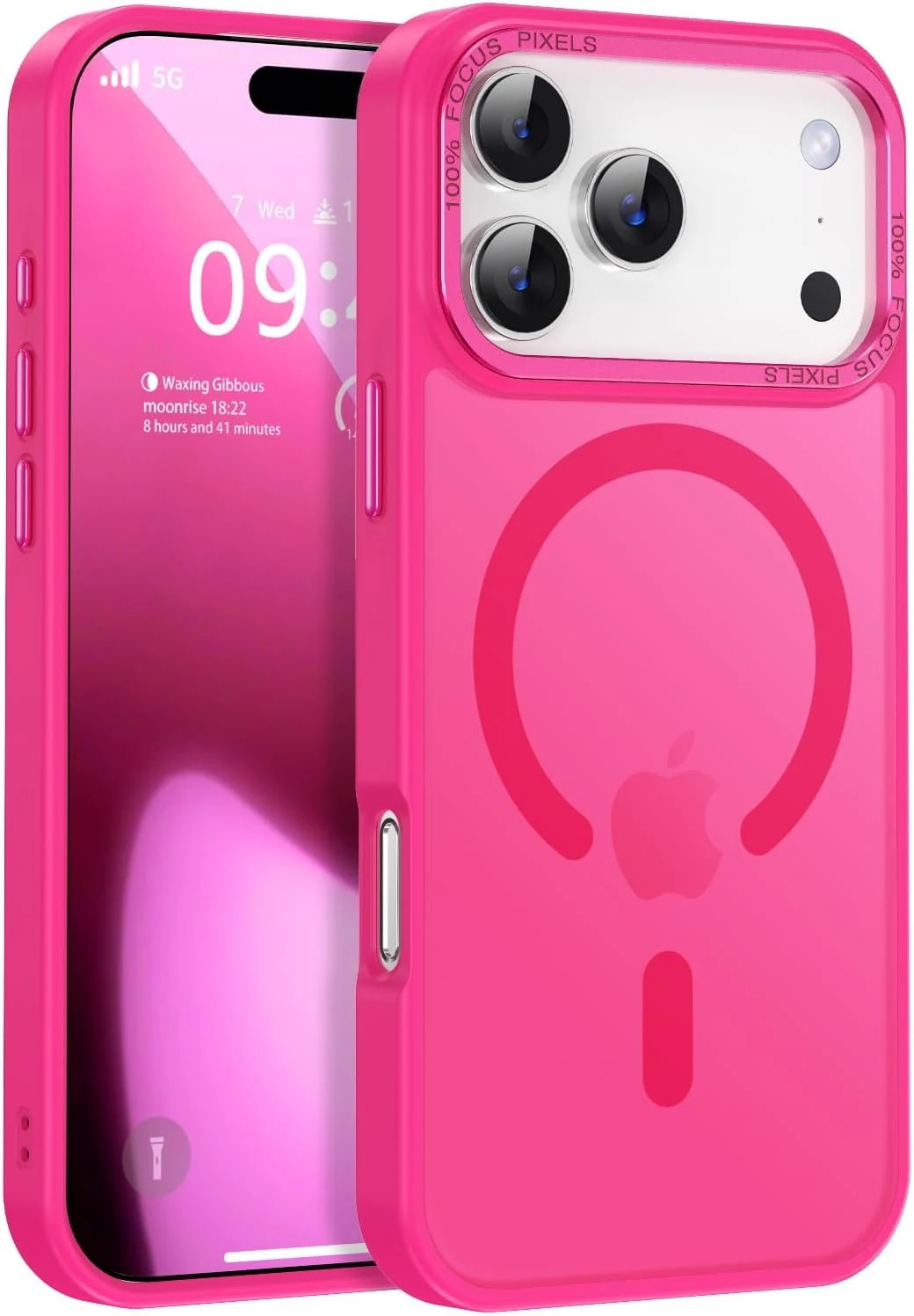 Newfuture Magnetic for iPhone 17 Pro Max Case [Compatible with Magsafe] [Military Grade Drop Protection] Translucent Matte Anti-Scratch Shockproof Protective Phone Cover Armbands 6.9 Inch, Hot Pink