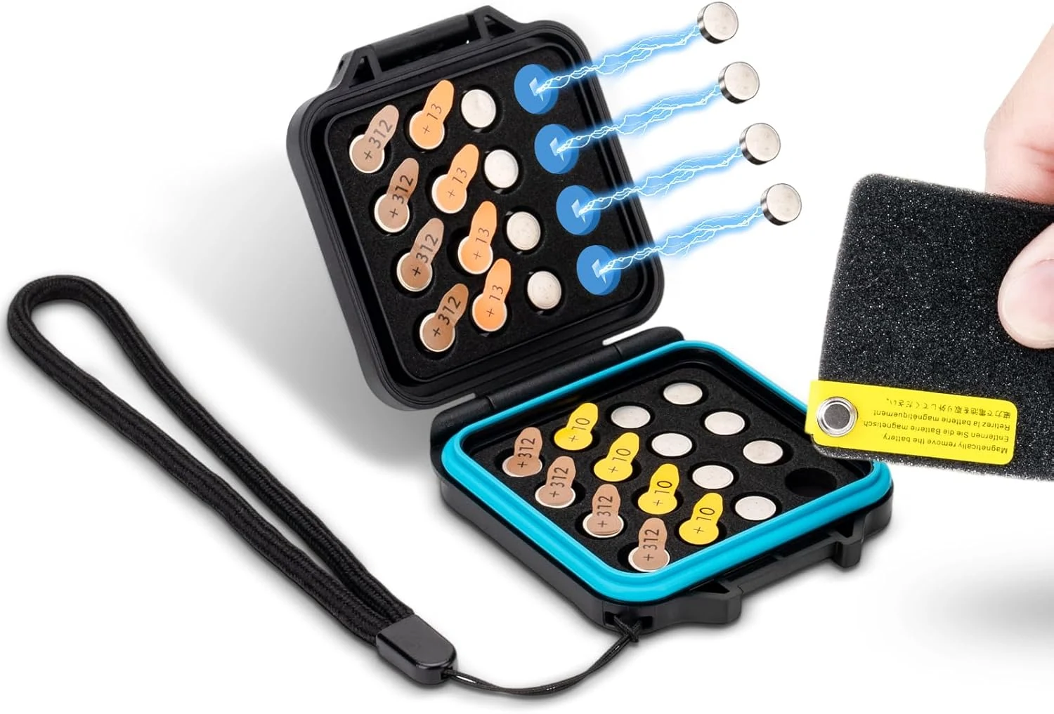 Size 312 13 10 LR41 Battery Case Holder Storage, Water-Resistant anti-shock hearing aid batteries case (no batteries)