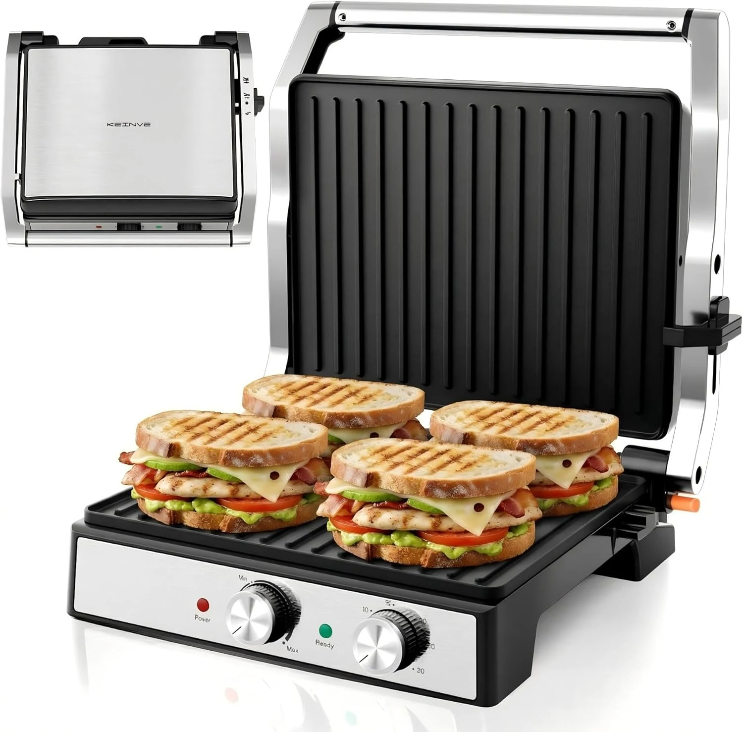 KEINVE 1700Watt Panini Press, Sandwich Maker with Temp & Time review