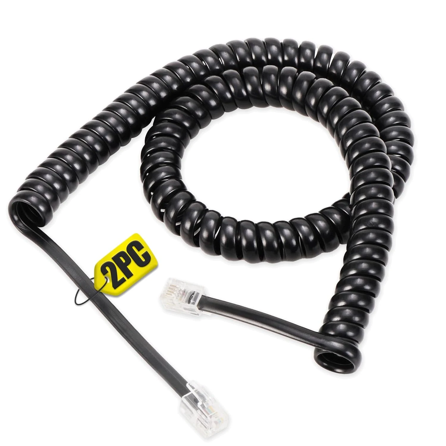 Uvital 2 Pack Phone Cord for Landline, 1.4 FT Coiled Black Telephone Handset Cord