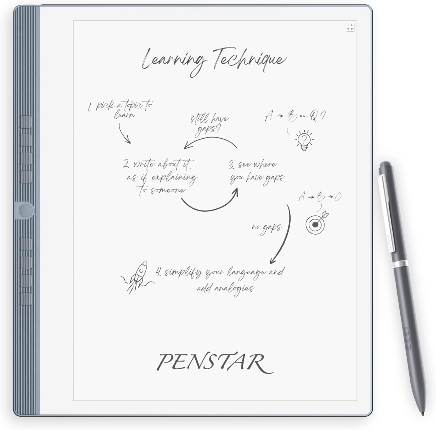 Penstar eNote 2 – The Whitest Paper Tablet | 10.3” 300 PPI Pen-Only Screen E-Ink Writing Tablet, Digital Notebook Includes Folio Cover & Two B5 Pens