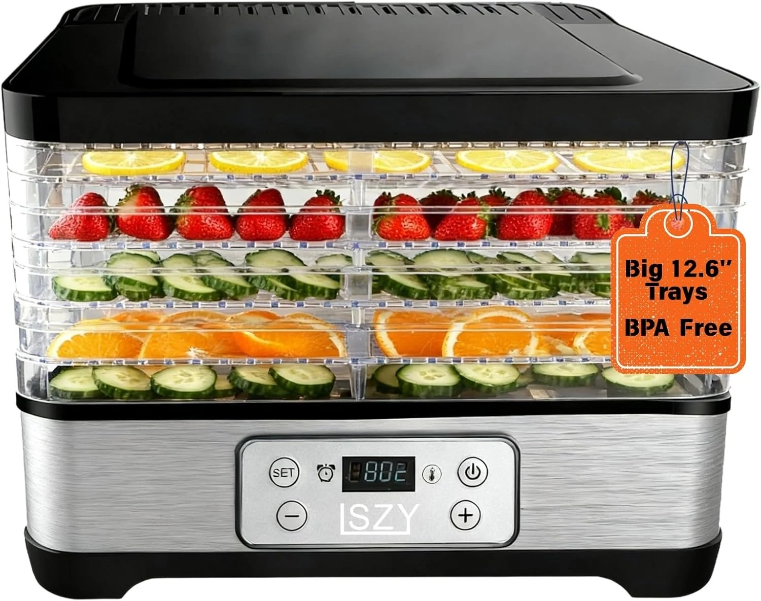 Lszy Food Dehydrator Machine-Dehydrators for Jerky Beef Fruit (300W, 158°F)
