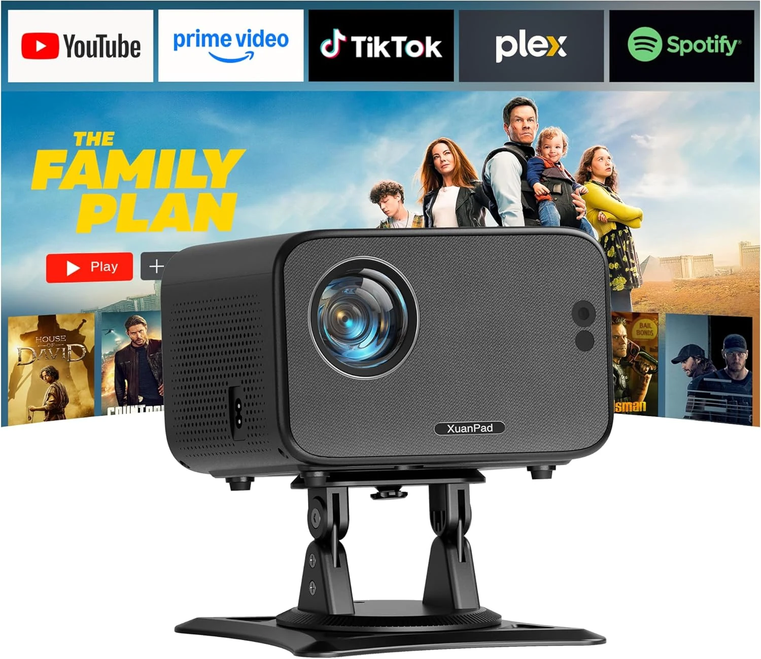 XuanPad Light Black Smart Mini Projector with WiFi and Bluetooth (M10)