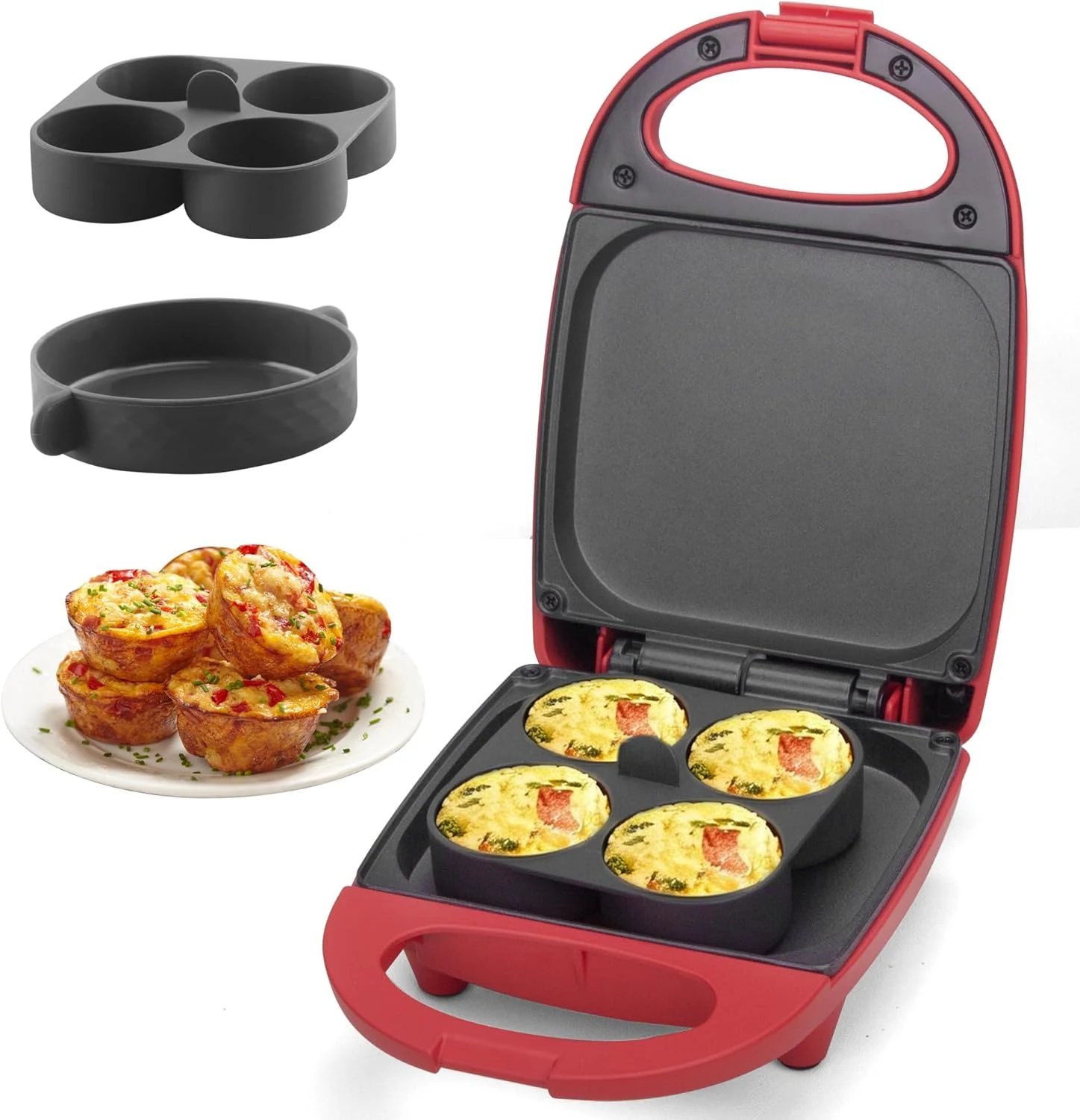 SugarWhisk Egg Bite Maker with 2 Silicone Egg Molds for breakfast sandwiches