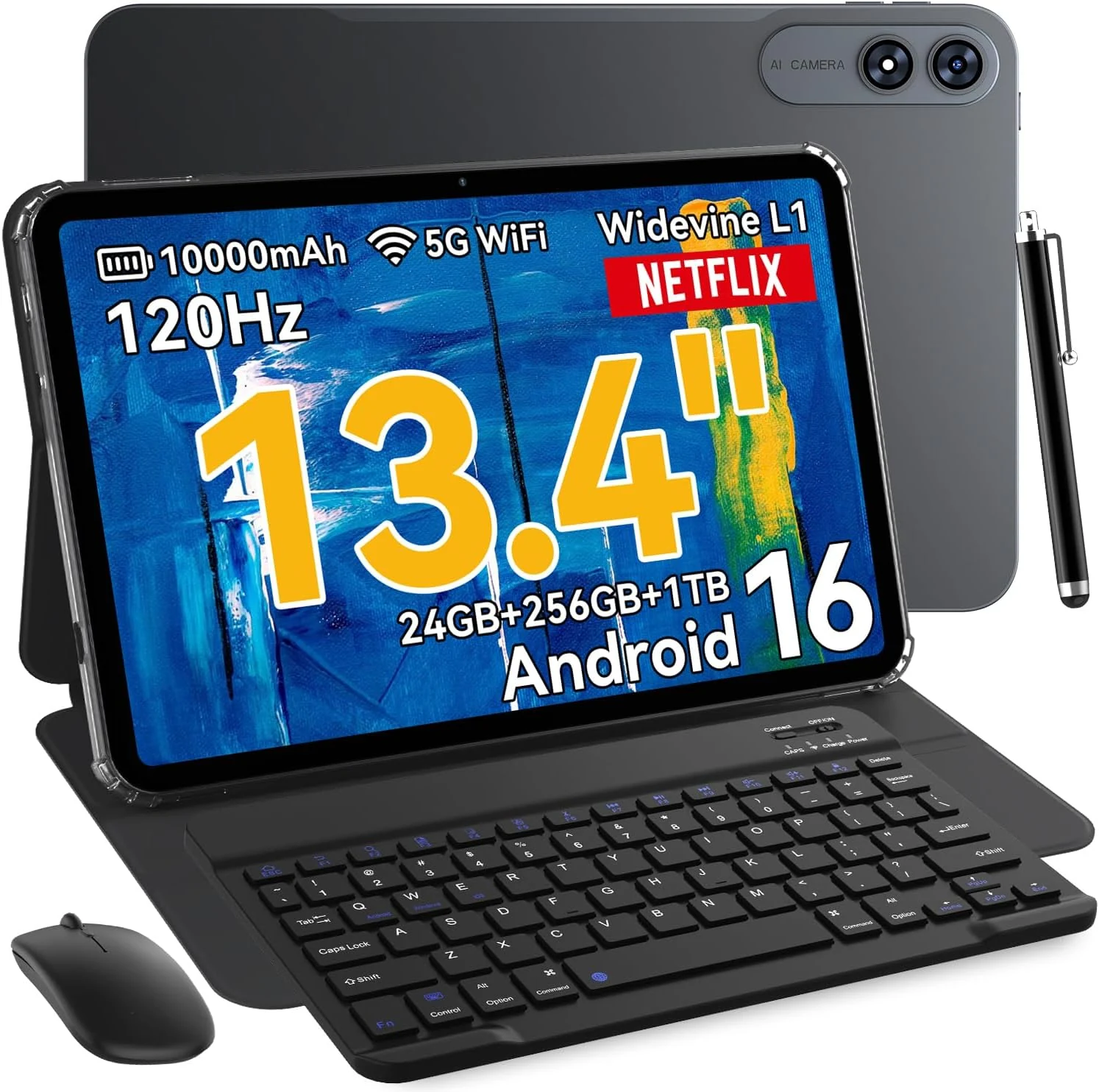VekfulPC T60 Pro 13.4-inch Android tablet with keyboard and stylus
