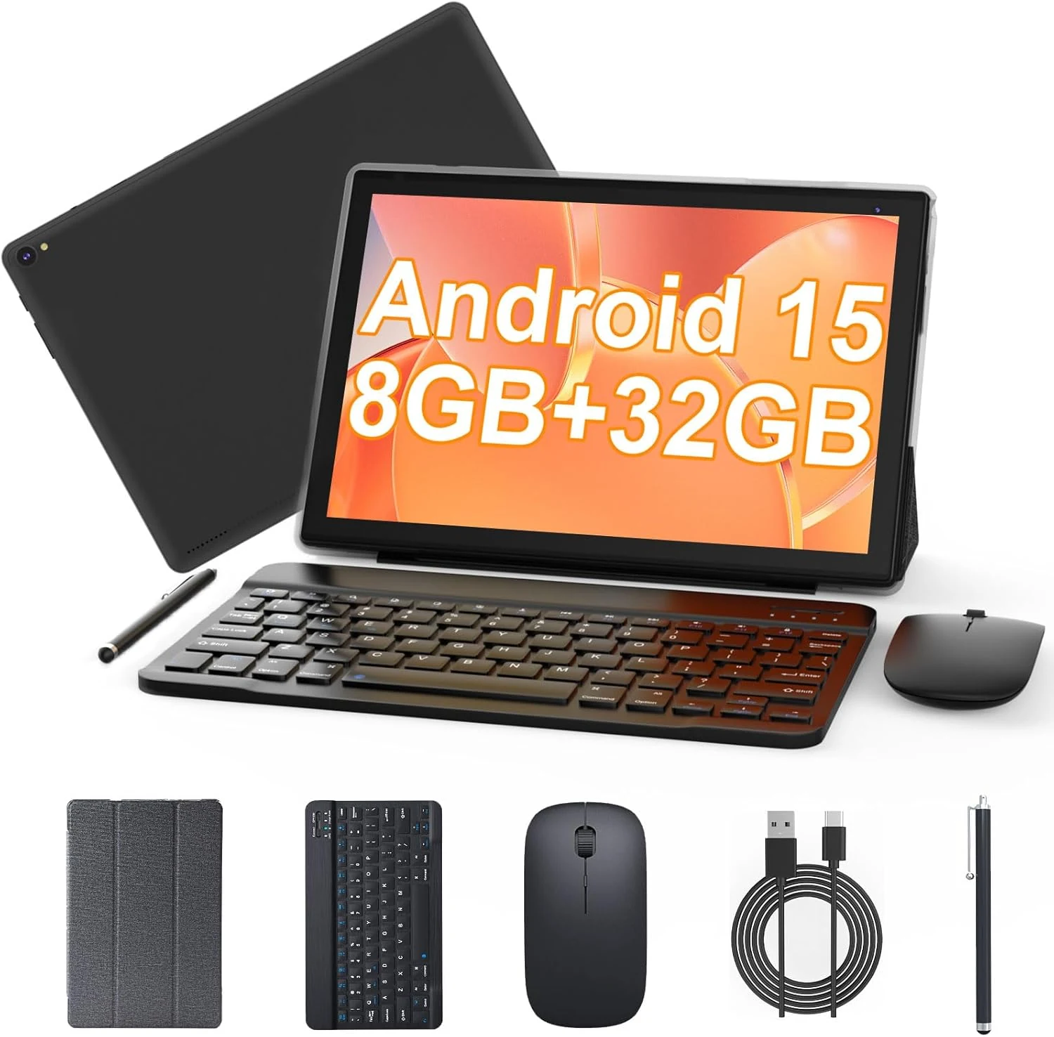 COOPERS Android 15 Tablet 10 inch, 2 in 1 Tablet with Keyboard