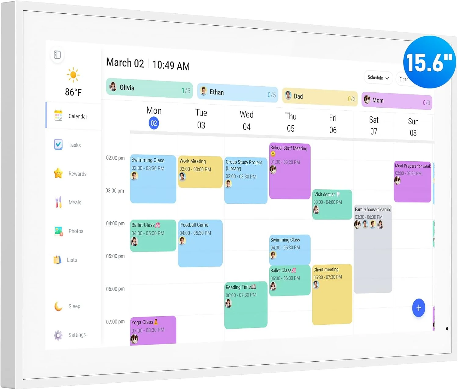 flyEVfish 15.6 Inch Smart Digital Calendar Wall Planner