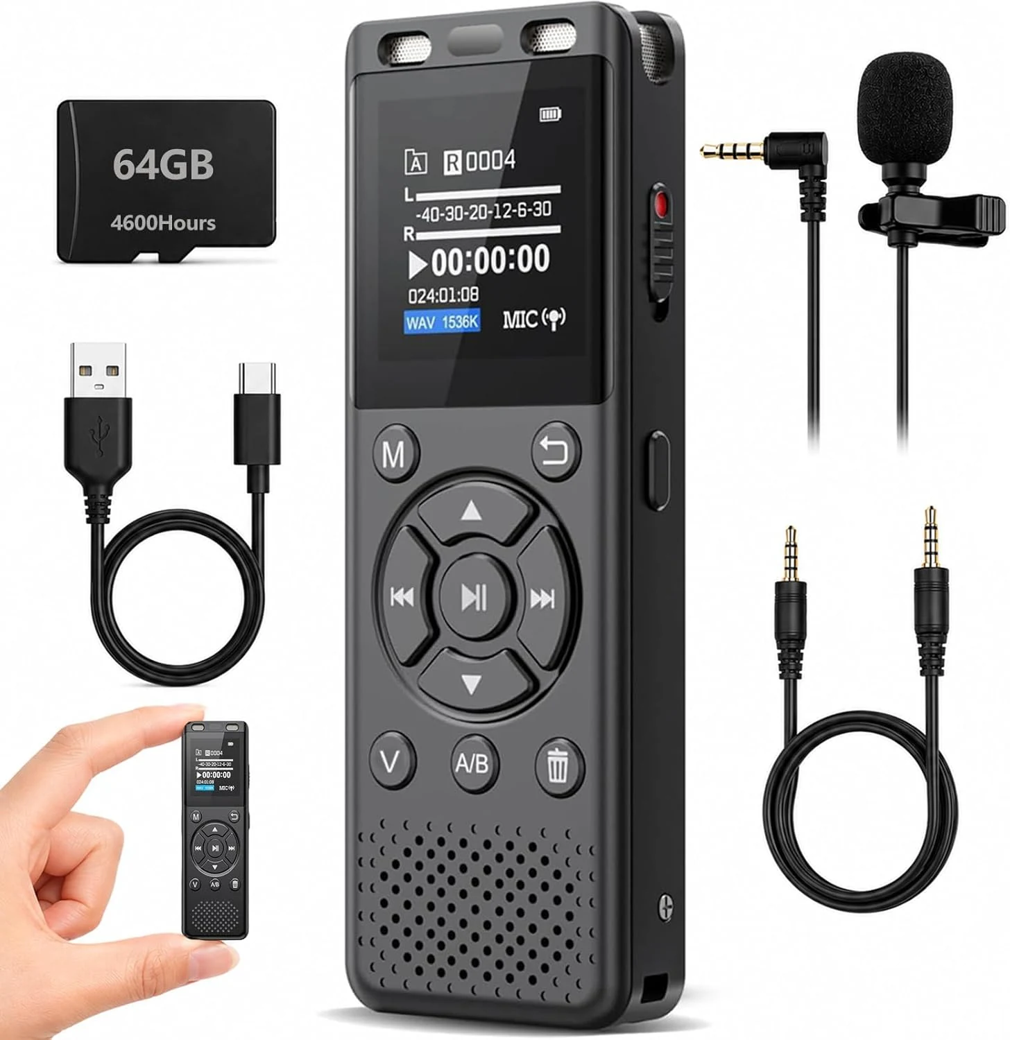 Tonfarb 64GB Digital Voice Recorder with Playback,Audio Recording Device for review
