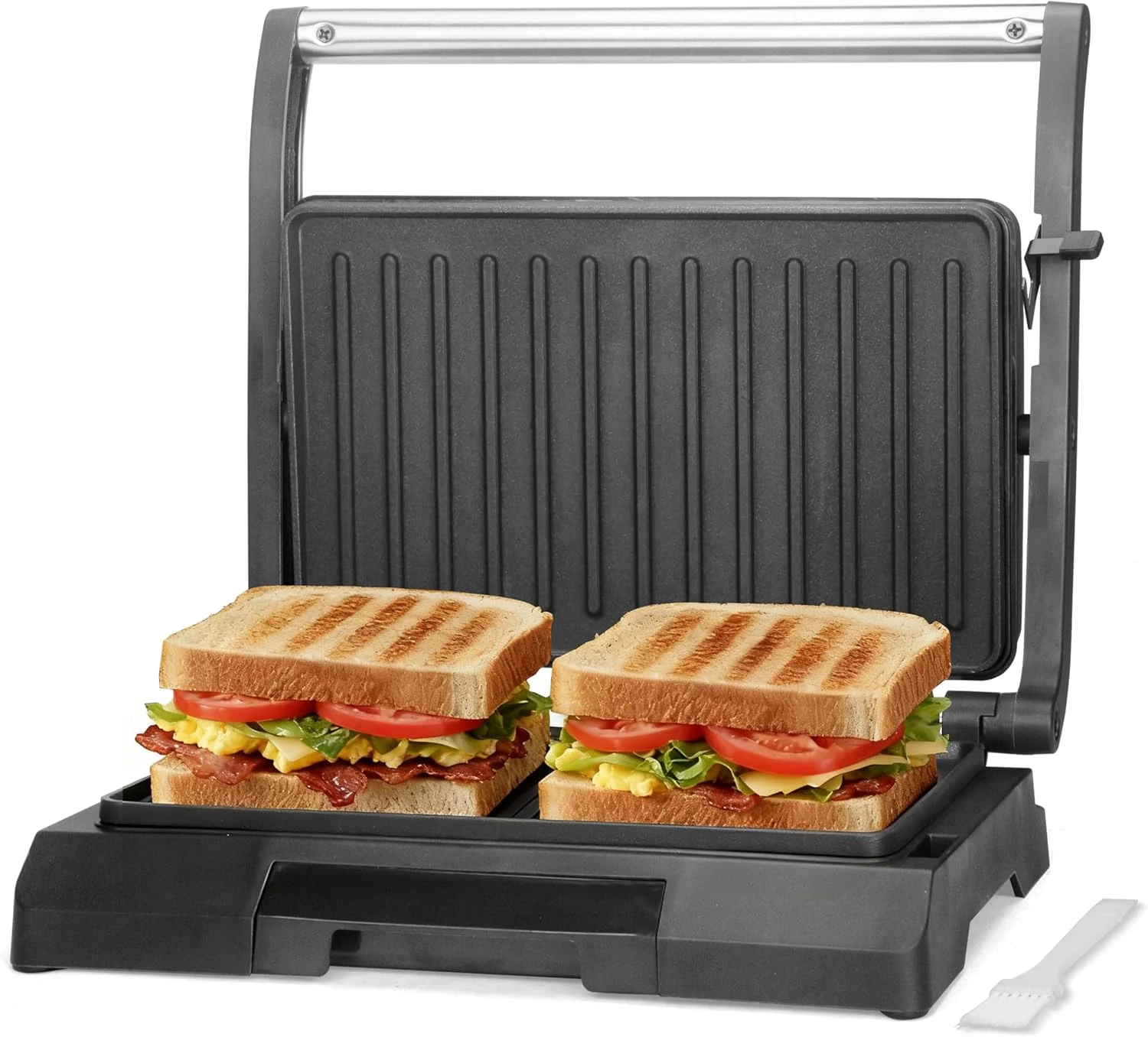 Baker's Friend 2 Slices of Mini Panini Press Electric Grill, Panini Grill Press Sandwich Maker Press