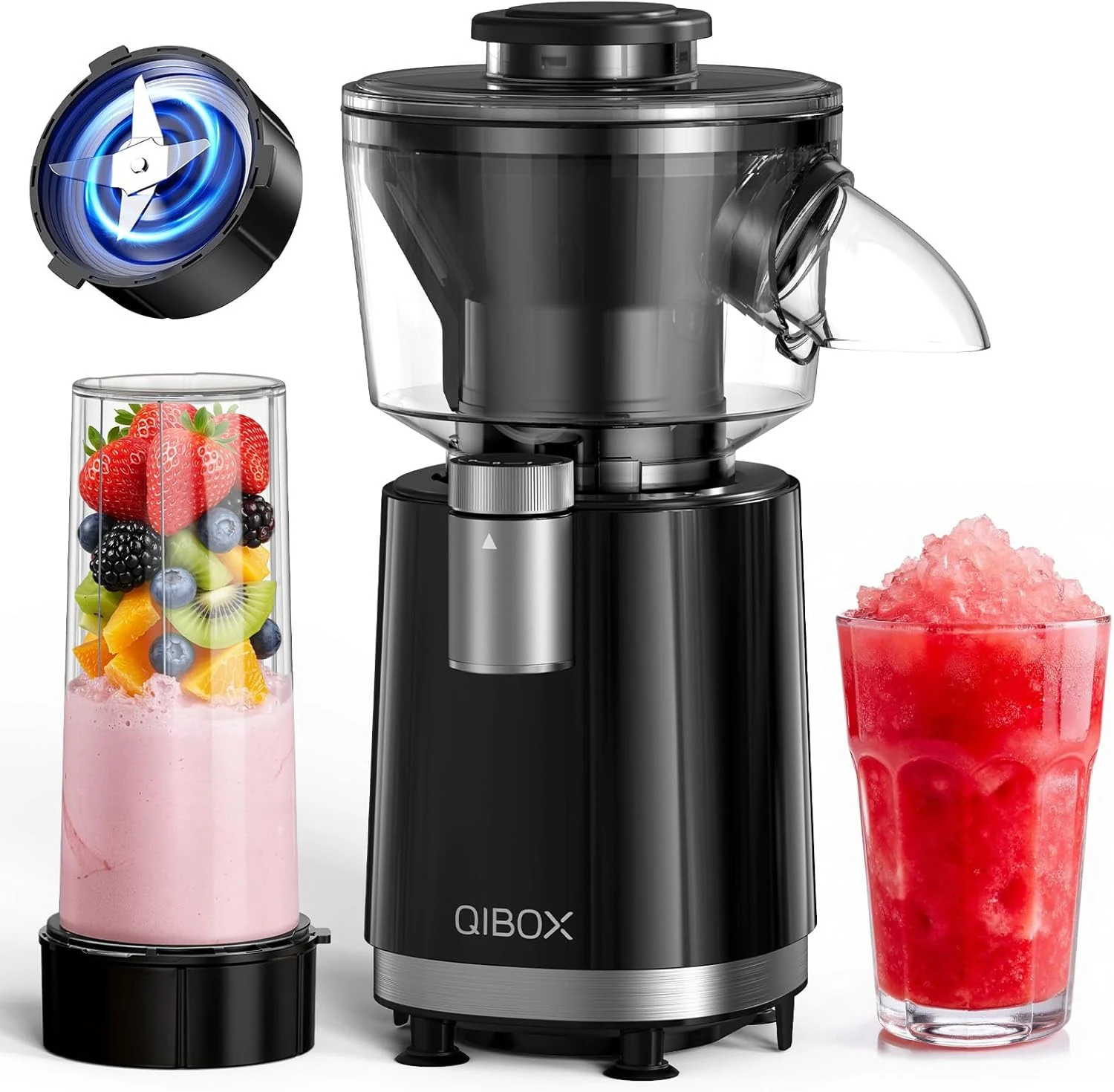 QIBOX Snow Cone Machine & Smoothie Blender 2 in 1, 700W Powerful Shaved Ice Machine Frozen Margarita Machine