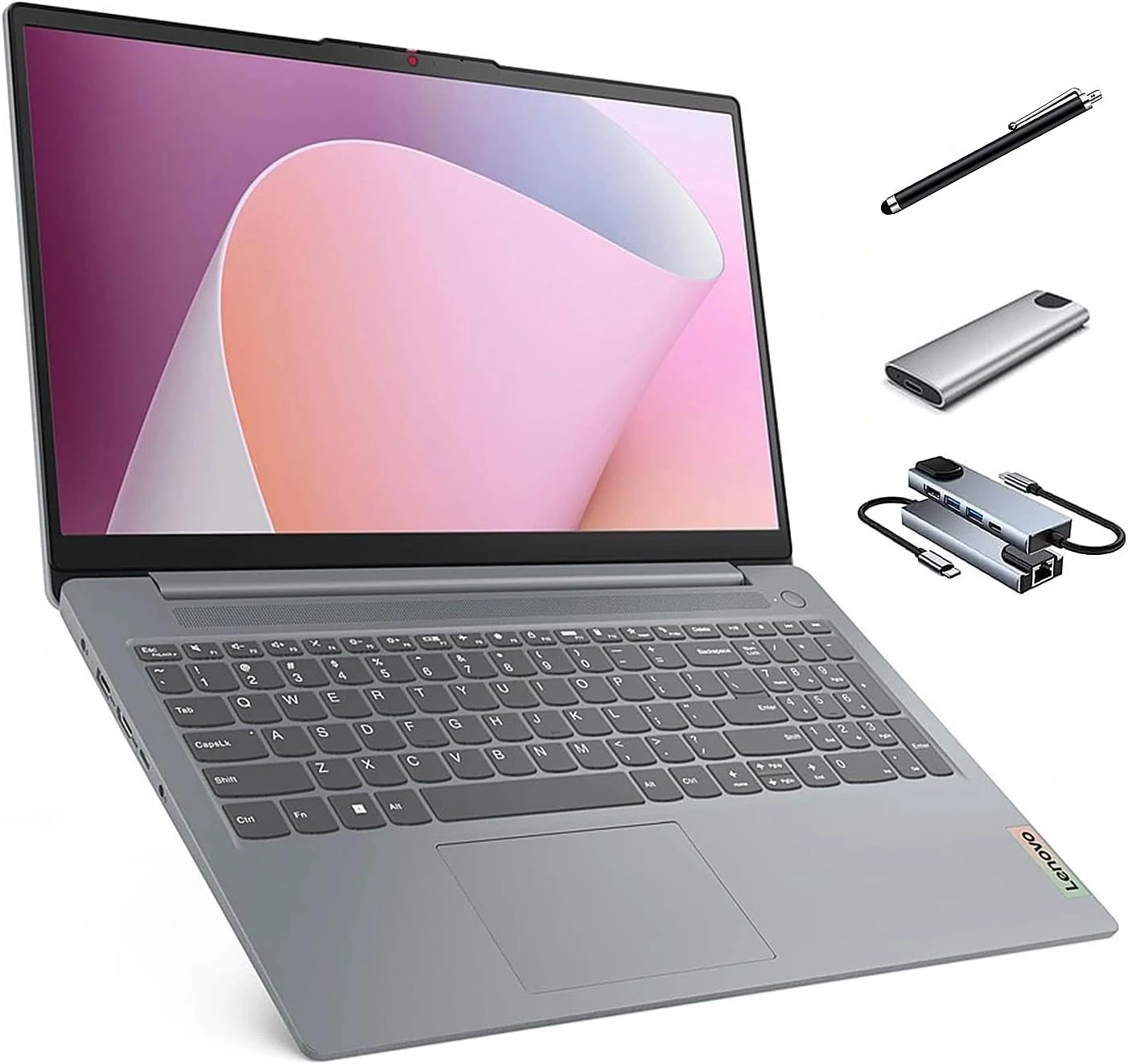 Lenovo IdeaPad Slim 3 Touchscreen Laptop, 15.6" FHD Laptop, 8-Core AMD Ryzen 7 5825U, 16GB RAM, 1TB SSD, Keypad, SD Card Reader, Stylus Pen + External Portable SSD + USB Hub, Linux Ubuntu OS