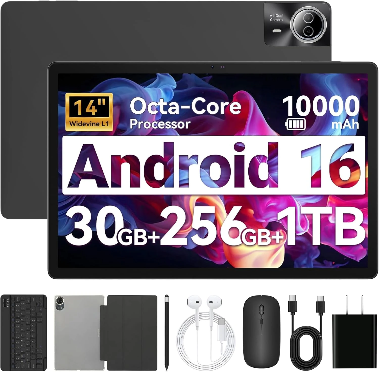 Urao Tablet 14 inch Android 16 Tablet (30GB RAM, 256GB ROM)