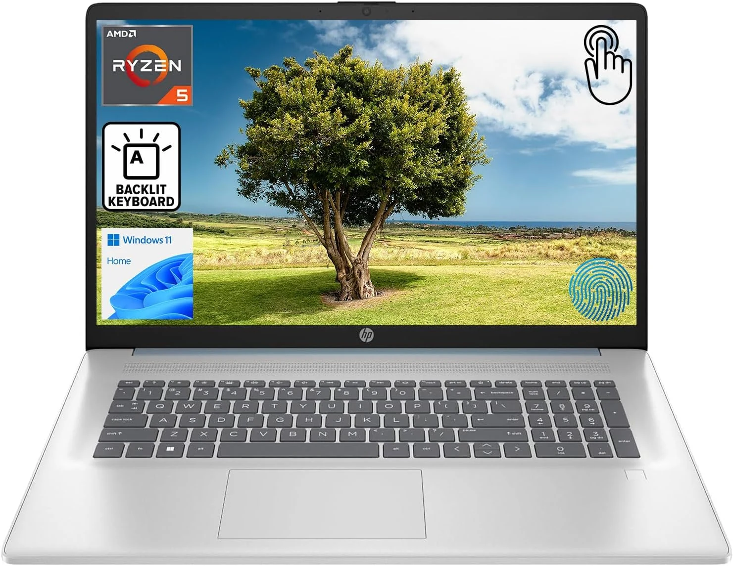 HP 17.3" Touchscreen Laptop for Work and Home, AMD Ryzen 5 7430U, 16GB RAM, 1TB SSD