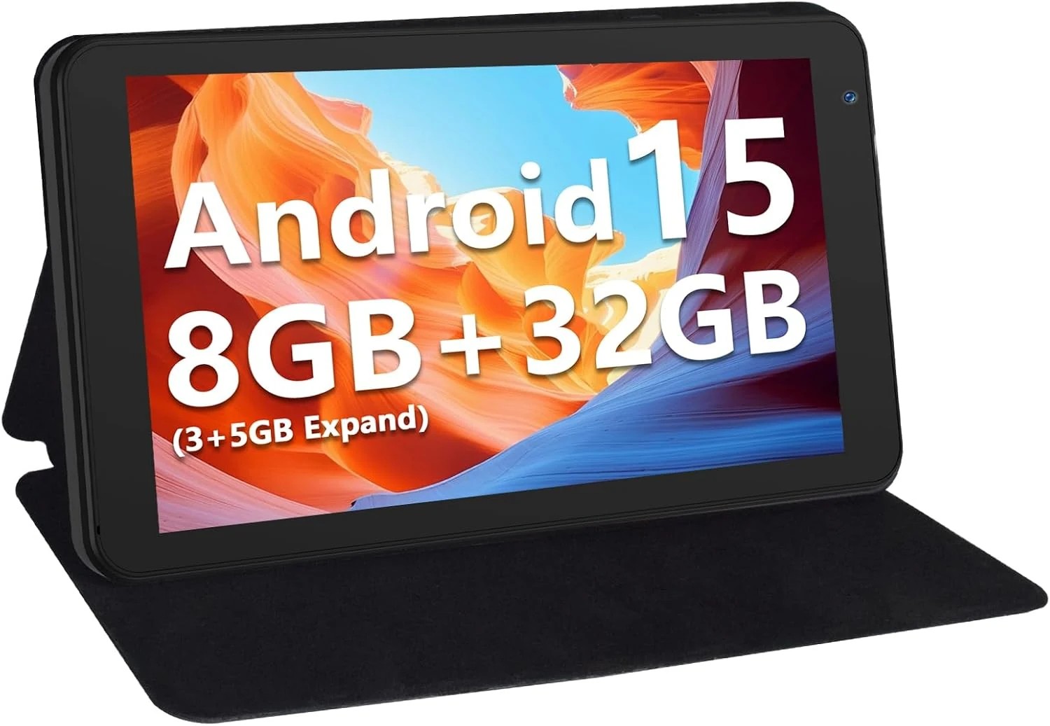 7 Inch Tablet with Case, Five Core Android 15 Tablets (Black)