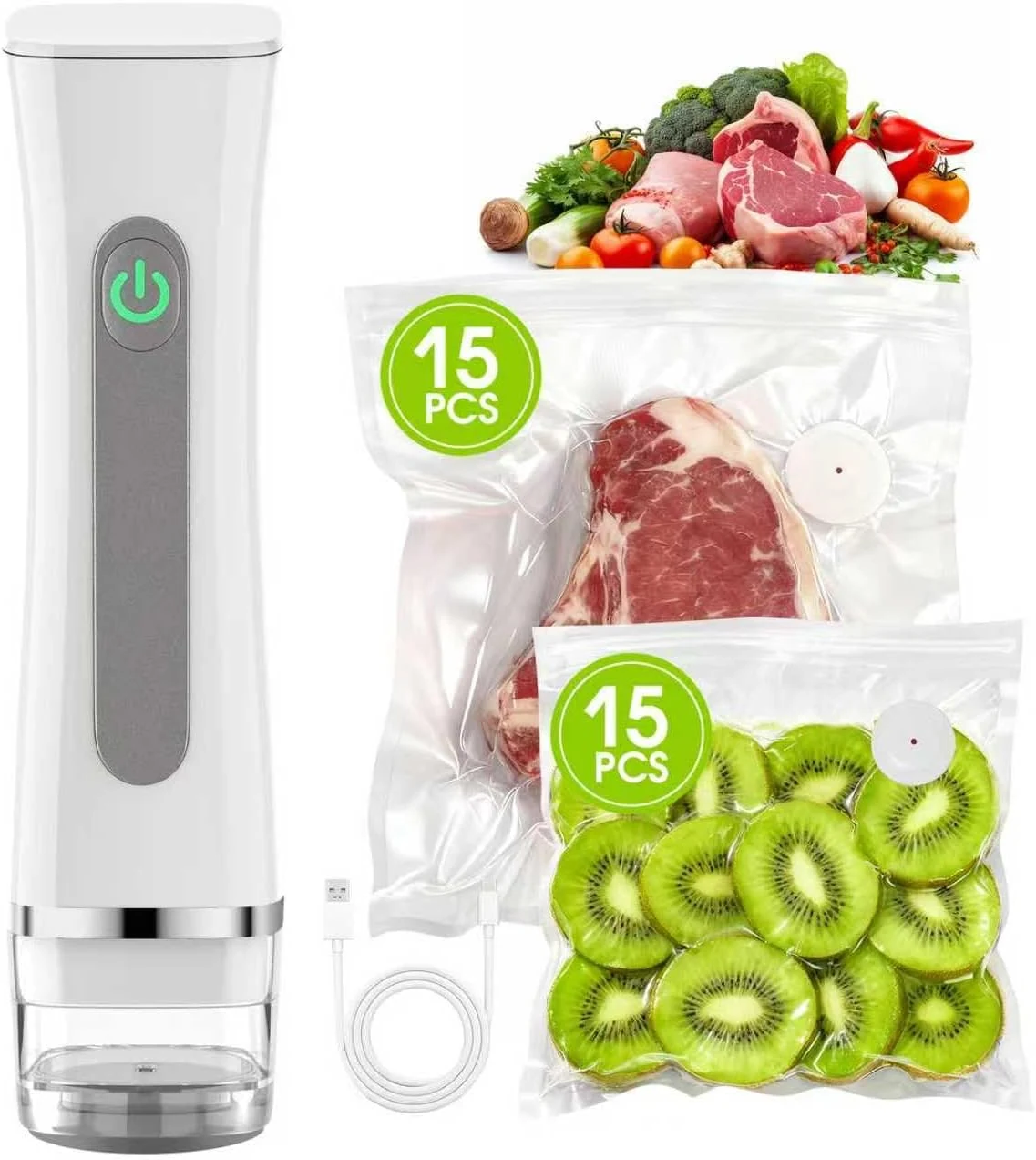 AIJIAXING Handheld Vacuum Sealer for Food, Compact Portable Cordless Vacuum Sealer