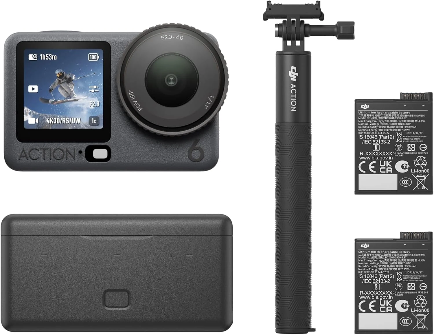 DJI Osmo Action 6 Enhanced Combo, 8K Waterproof Action Camera with 1/1.1" Square Sensor