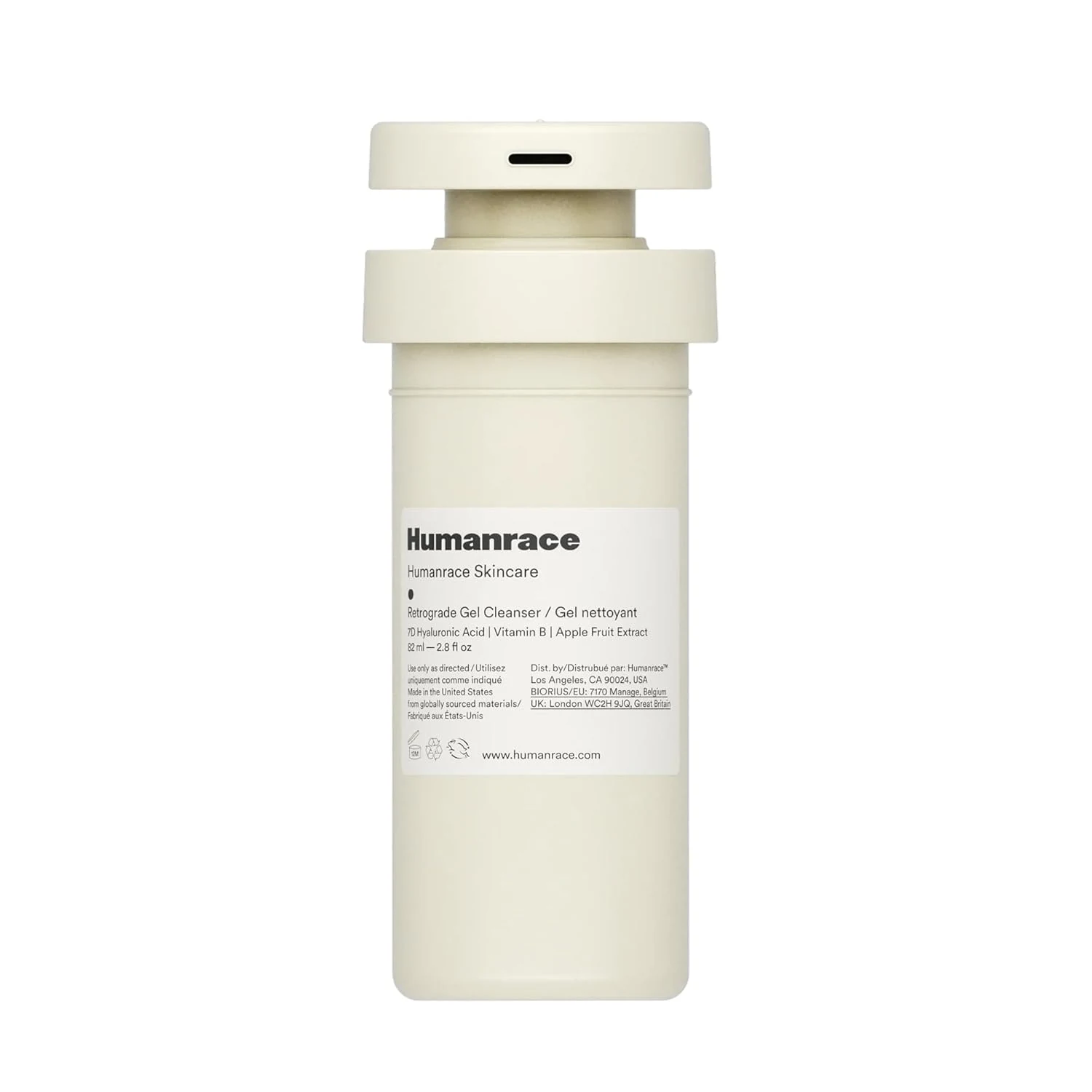 Humanrace 7D Hyaluronic Acid Hydrating Retrograde Gel Cleanser, 2.8 fl oz, Refillable