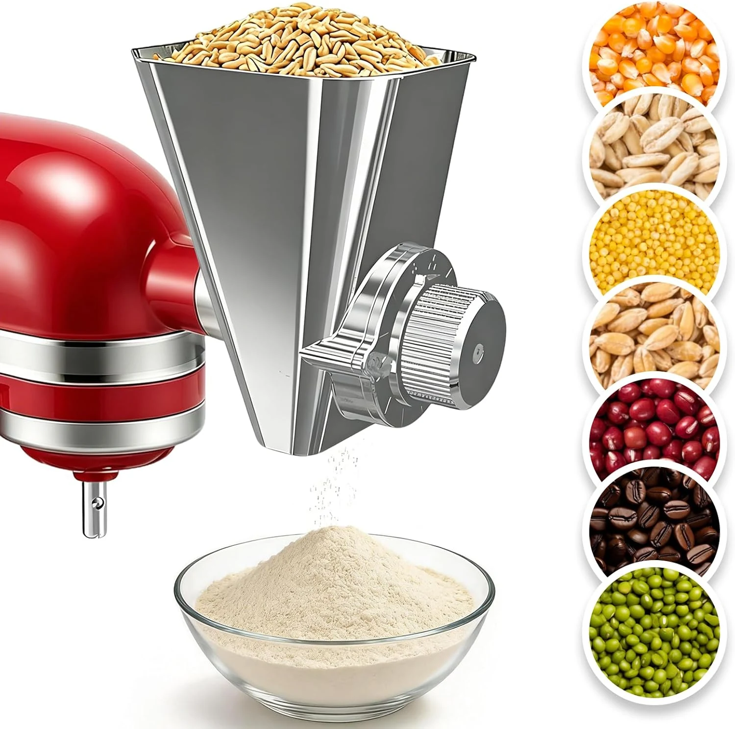 2026 Grain Mill Attachment for KitchenAid Stand Mixer, All Metal 9 Levels Flour Mill for KitchenAid