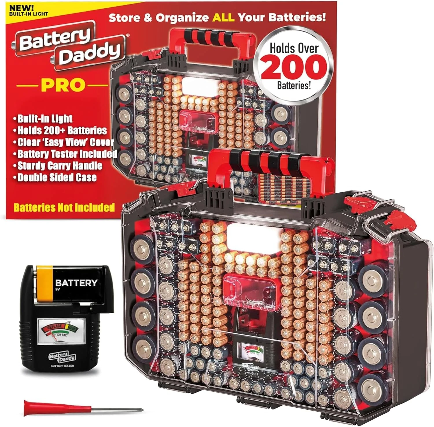 Battery Daddy Storage & Organizer Case w/Light and Tester, Stores review