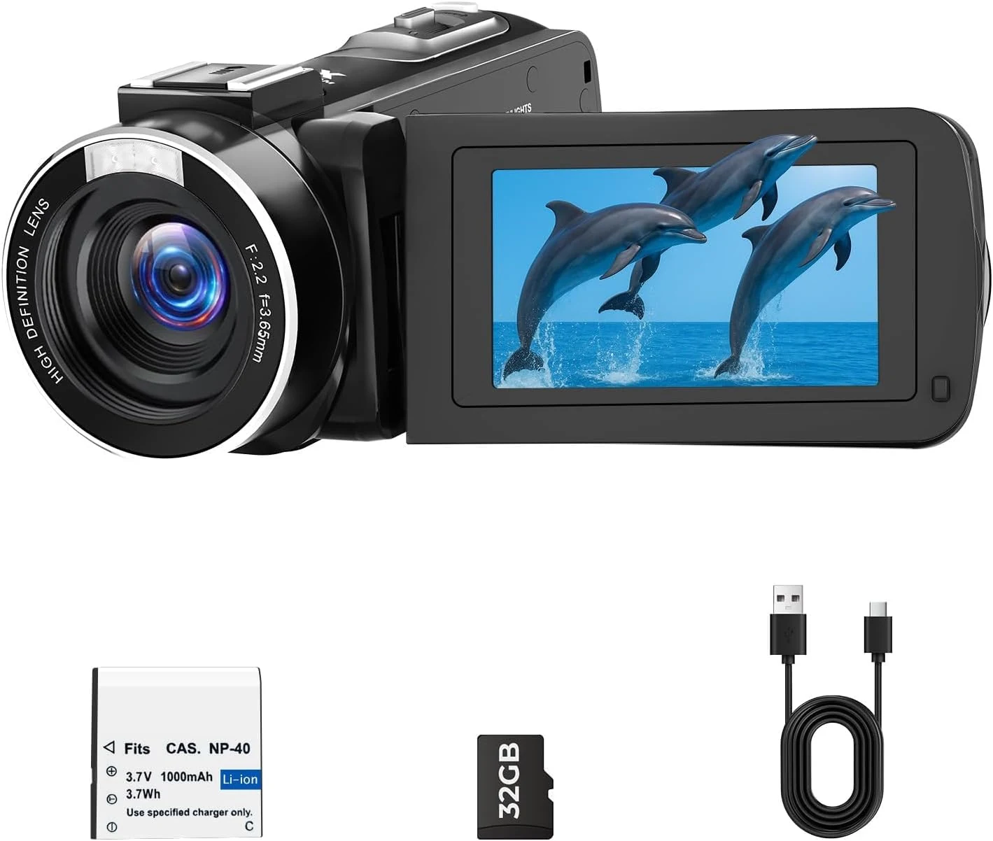 Camcorder Video Camera 2.7K 48MP, Vlogging Camera for YouTube with Fill Light
