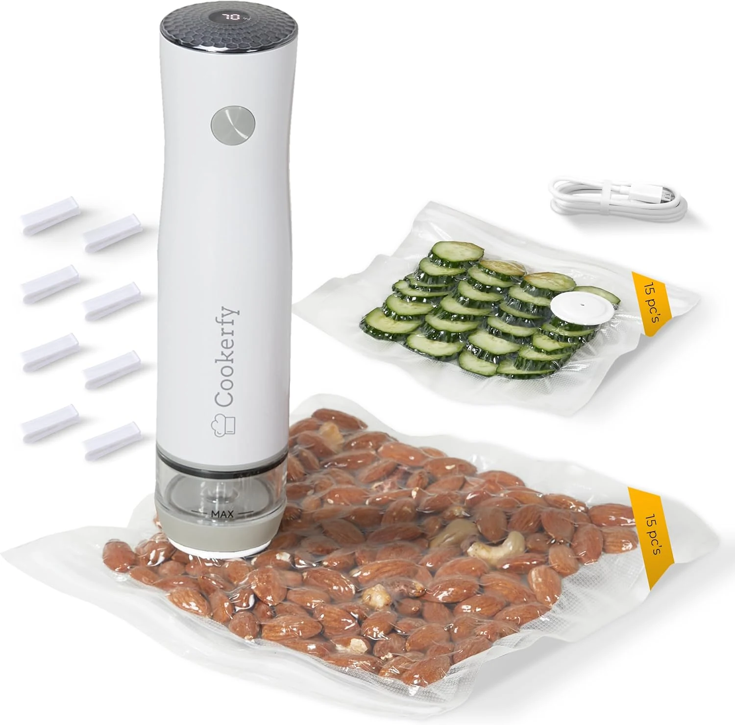 Food Vacuum Sealer Machine with Digital Display & Visible Tank, 8L Air Flow Handheld Compact Vacuum Sealer for Food