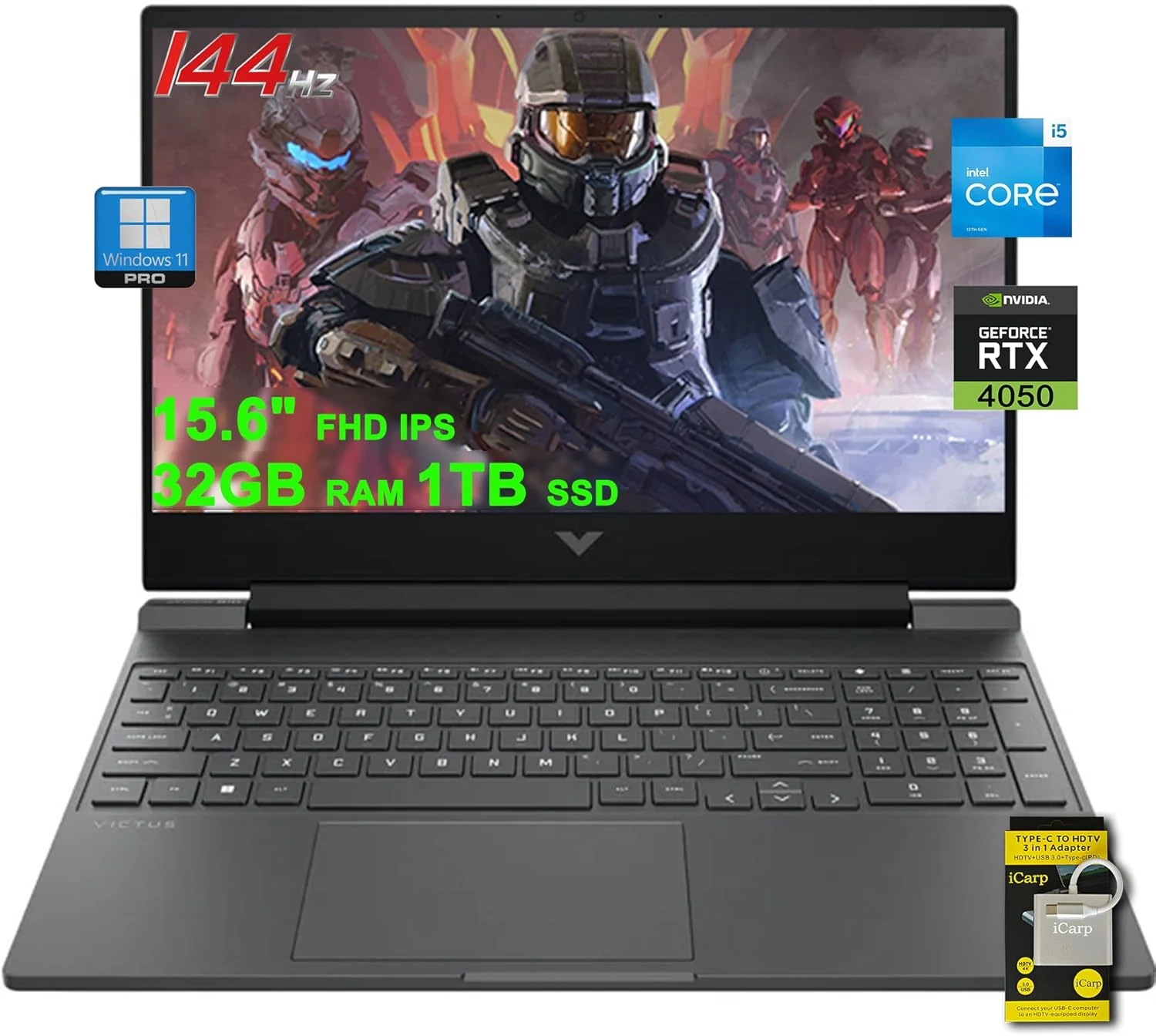 HP Victus Gaming Laptop 15.6" FHD IPS 144Hz Intel 8-core i5-13420H 32GB RAM 1TB SSD RTX 4050 6GB