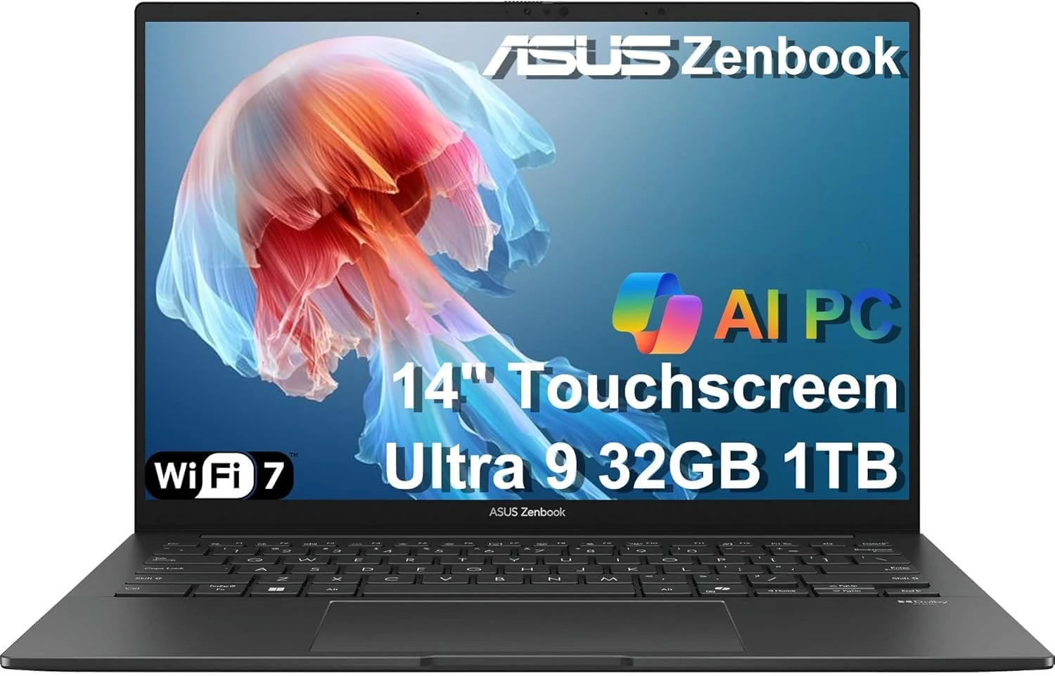 ASUS Zenbook 14 AI PC OLED Touchscreen Laptop, Intel Ultra 9 285H, 32GB DDR5, 1TB SSD, 14" FHD+ OLED (UX3405)