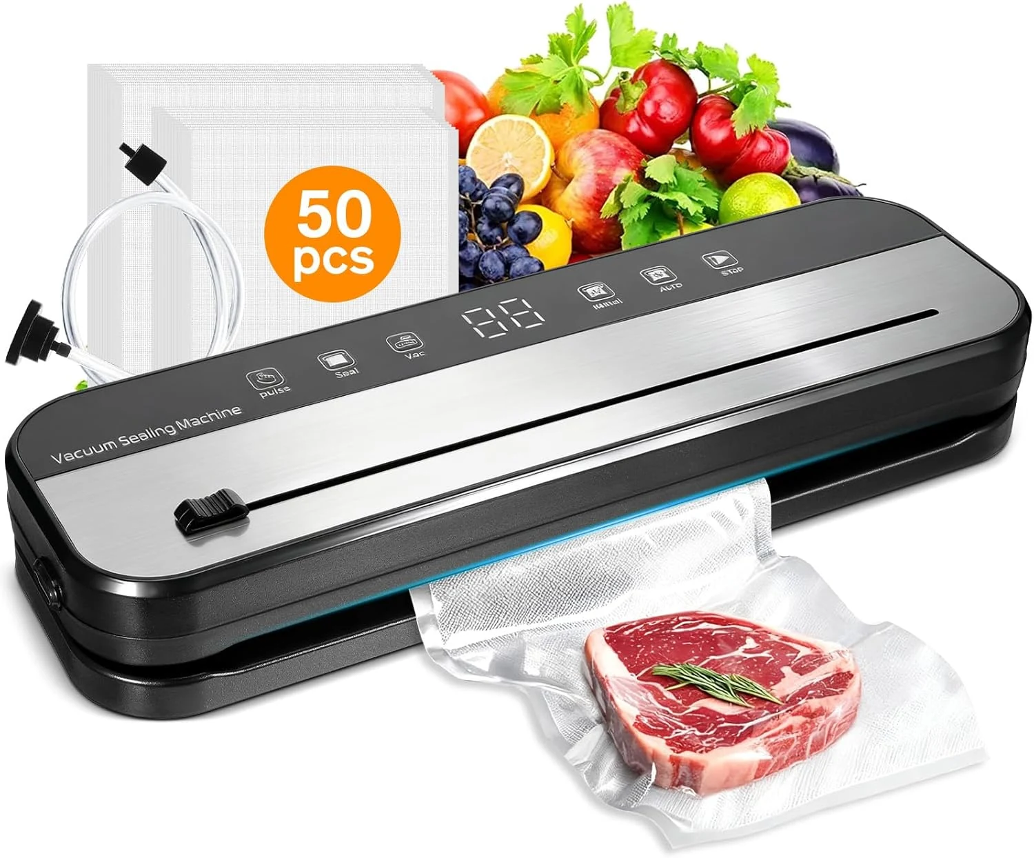 Powerful Vacuum Sealer Machine with 75kPa Suction, 10-in-1 Food Vacuum Sealer (HEALLILY)