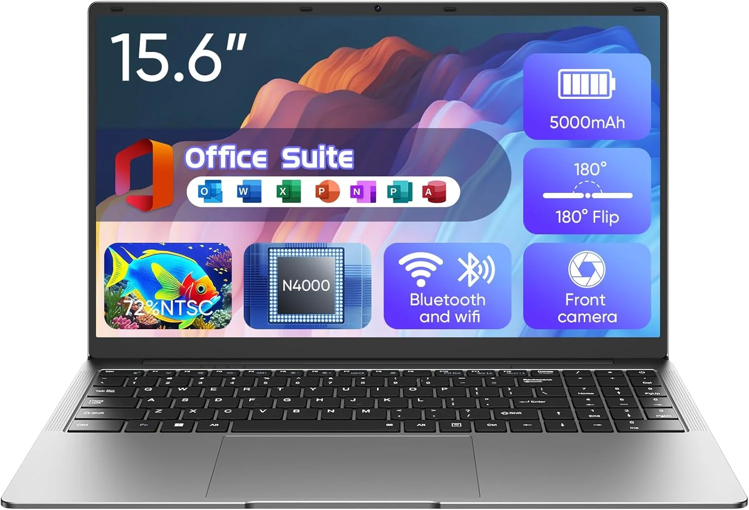 EYY 15.6" Laptop Computer, Win 11 Laptop with 100% sRGB Display