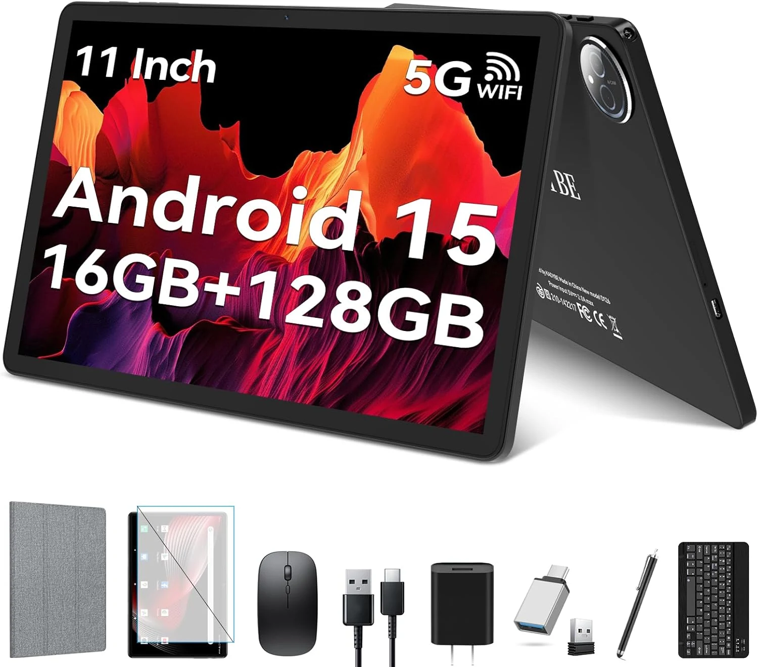 KADYBE Android 15 Tablet 11 inch, 2025 Latest Tablets with 16GB RAM 128GB ROM 1TB Expand, Tablet with Keyboard, 8000mAh Battery, Octa-Core MTK 8786 Tableta with 21 MP Camera, 11" Incell Screen