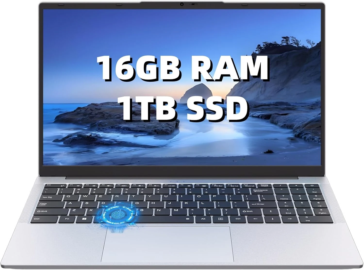 15.6" FHD IPS Laptop Computer, 16GB Dual RAM 1TB SSD, Win 11 Pro, Full-Function USB-C, USB 3.0/2.0, HDMI, Backlit Keyboard, Fingerprint Reader, Privacy Webcam, Dual Core 4T Processor, Silver