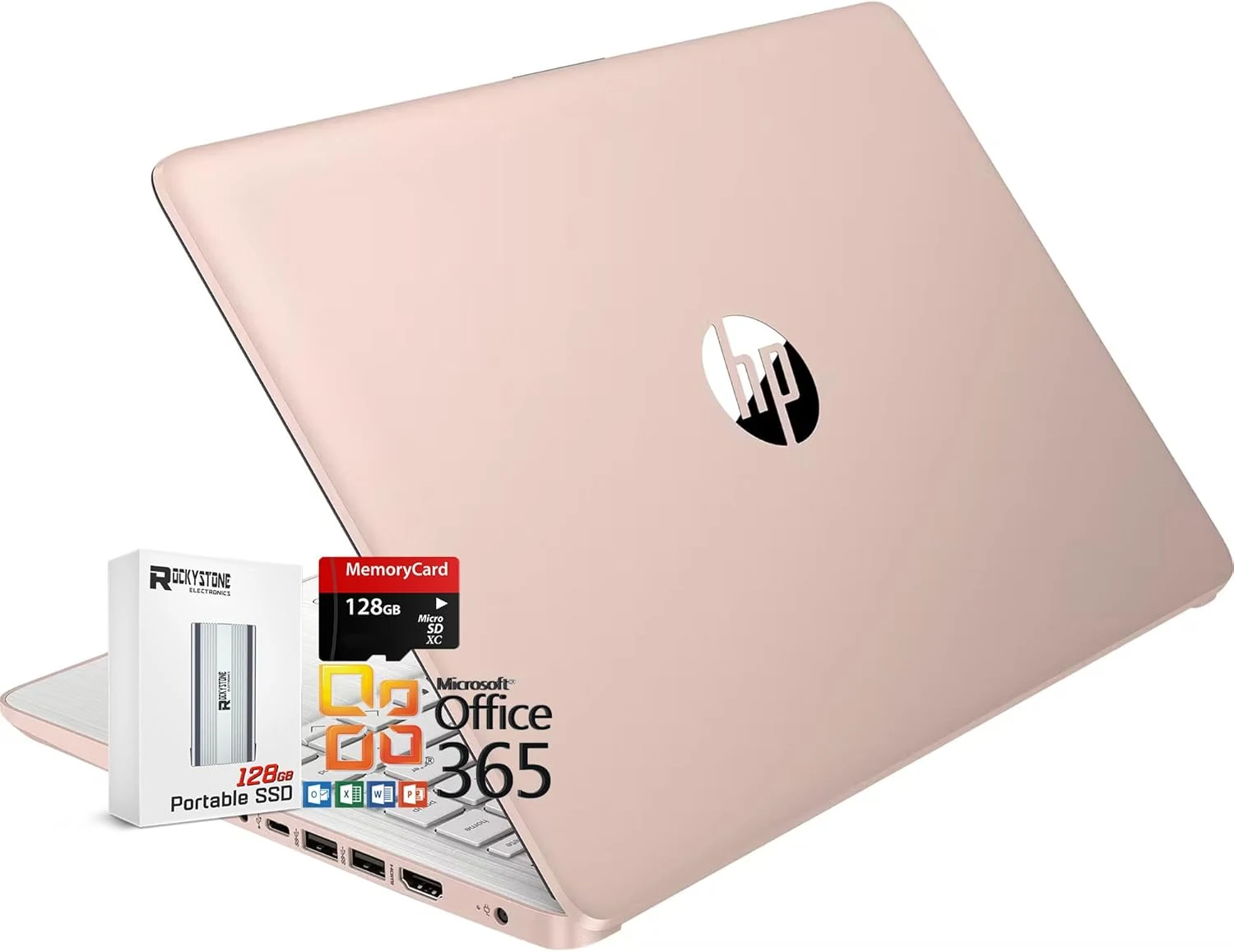 HP 14" HD Thin and Light Laptop, Intel Processor N150, 8GB RAM, 256GB Storage (128GB UFS + 128GB microSD), Copilot AI, Windows 11 S (Rose Gold)