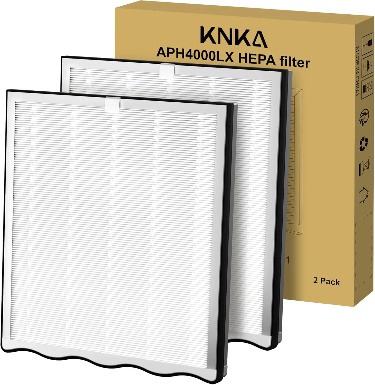 KNKA Genuine Air Purifier Replacement Filter for APH4000, 2-Pack HEPA & Activated Carbon Filters