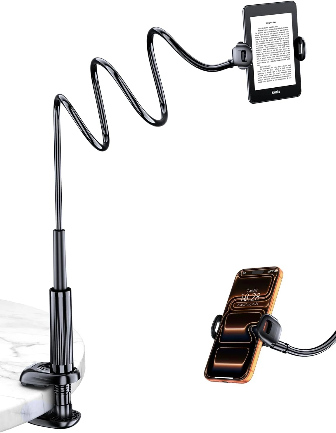 Gooseneck Kindle & Phone Holder for Bed: Flexible Long Arm review