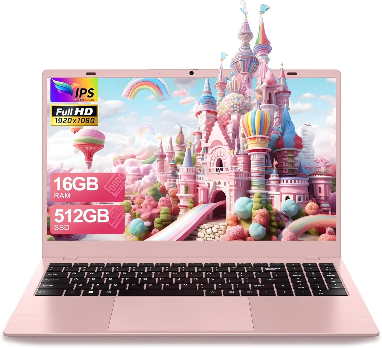BLUEING 15.6-inch Pink Laptop with 16GB RAM 512GB SSD, Laptop-Computer with Gold 6500Y