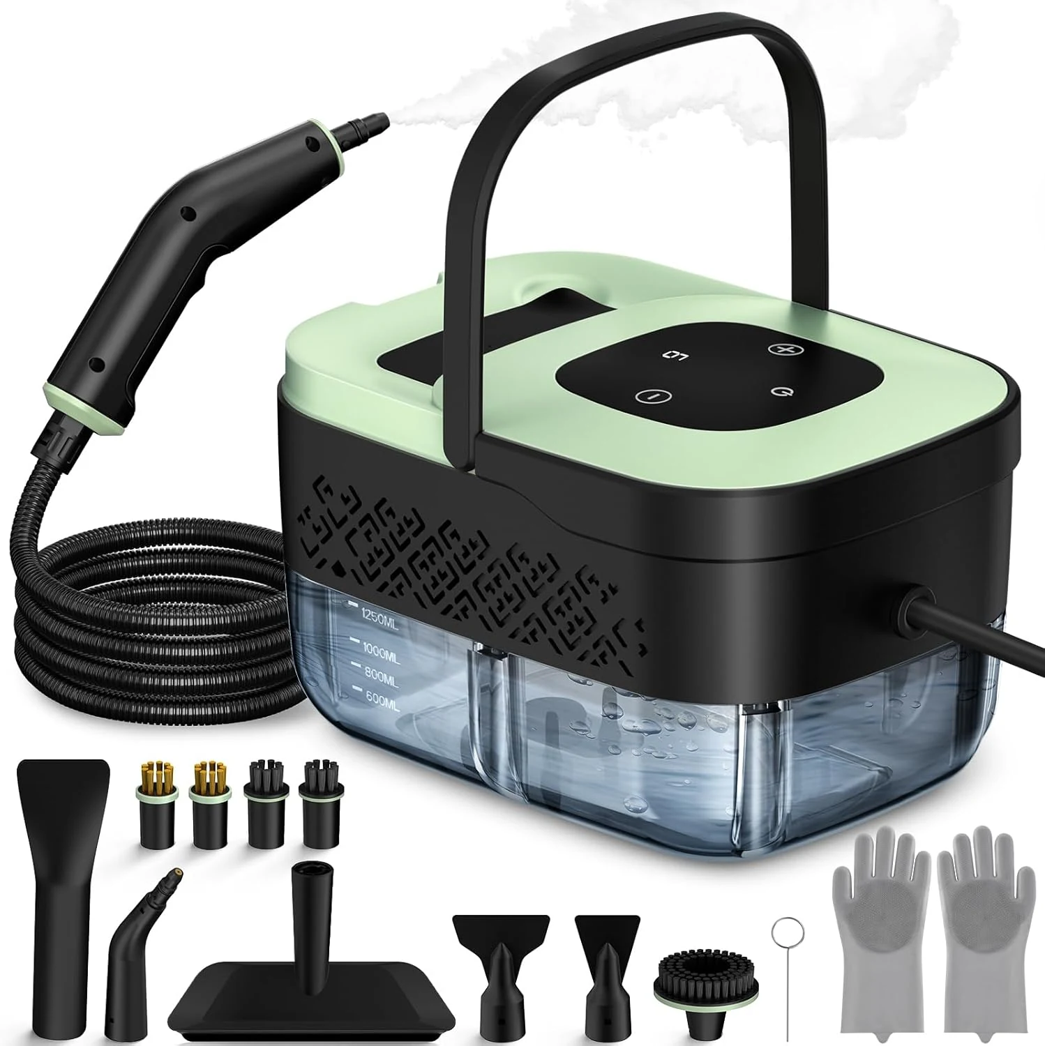 Steam Cleaner, Portable Steamer for Cleaning with 16pcs Accessories, 6-Level Adjustable and 15s Heat-Up