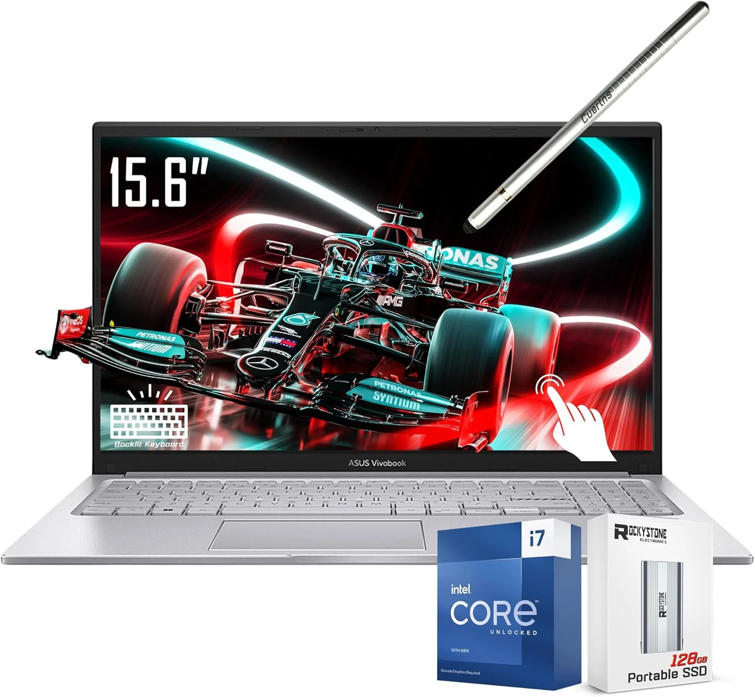 ASUS Vivobook 15 Business Laptop, 15.6" FHD Touchscreen Display, Intel 10-Core i7-1355U(5GHz), Backlit Keyboard, Wi-Fi 6E, SonicMaster, Numeric Keypad, Silver, Windows 11 Home(16GB RAM | 1TB SSD)