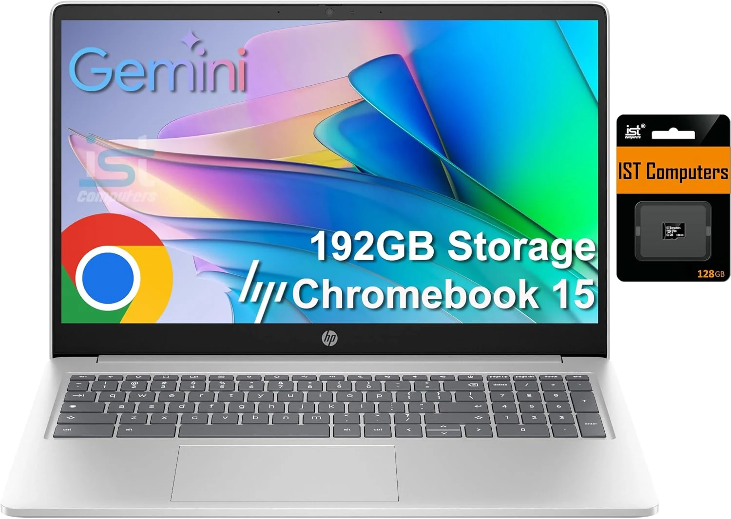 HP Chromebook 15 Laptop (15.6" Anti-Glare, Intel N200, 8GB DDR5 RAM, 192GB Storage)