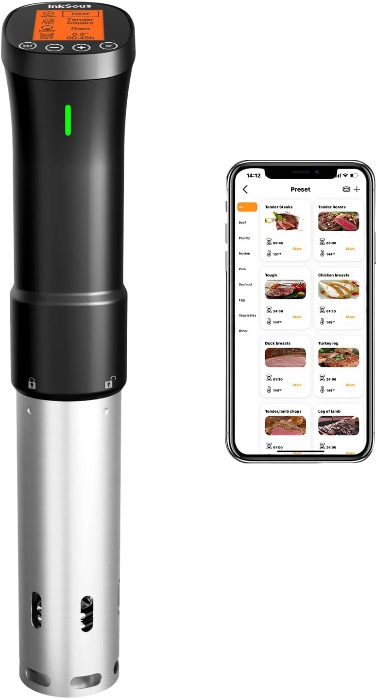 WIFI 2.4G Sous Vide Cooker 1000W Immersion Circulator with APP 14 Recipes,Alarm,Calibration & Timer, 3D Water Fast Heating Ultra-Quiet Sous Vide Machine ISSV-200-W