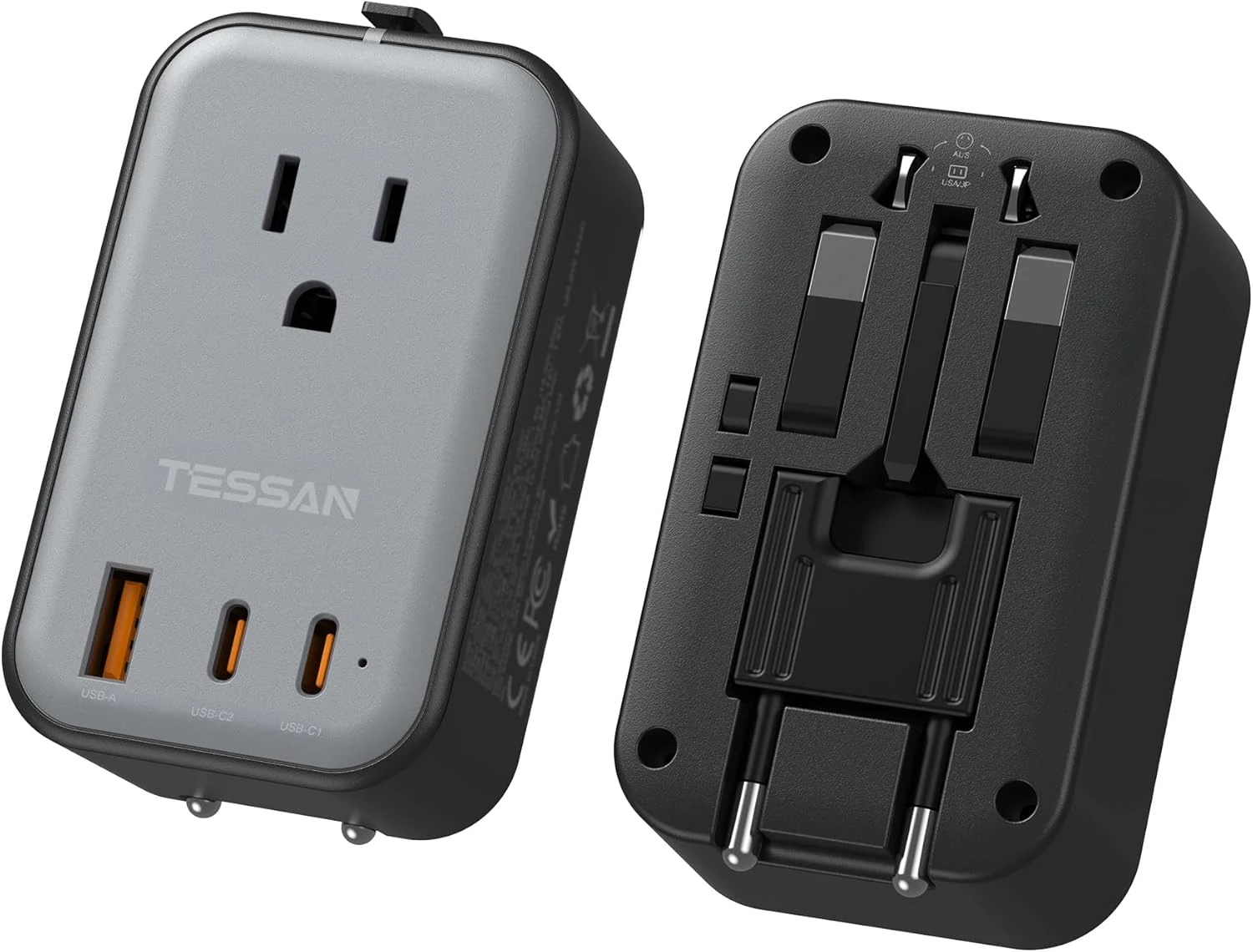 TESSAN Travel Adapter 009, PD 20W Universal Power Adapter 2 USB C 1 USB A