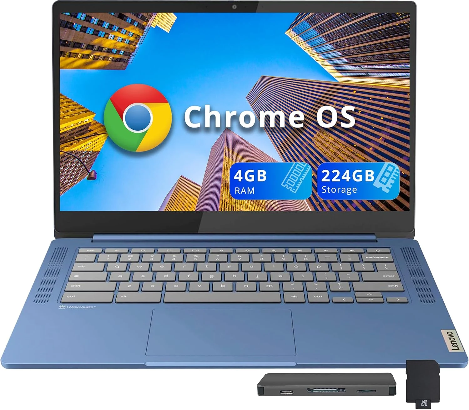 Lenovo IP Slim 3 14" FHD Chromebook, MediaTek Kompanio 520, 4GB RAM, 224GB Storage