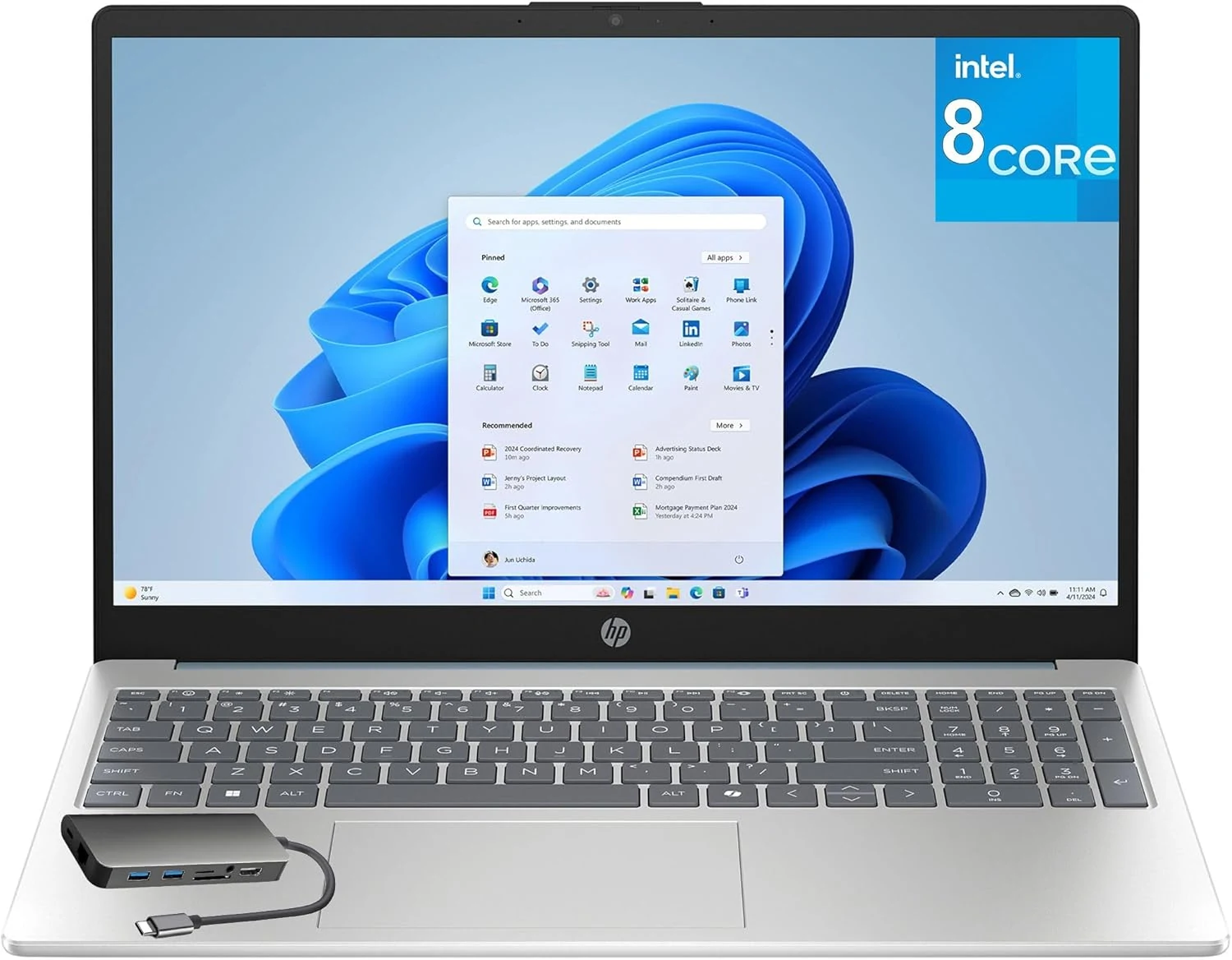 HP 15.6" Touchscreen Laptop Computer for Business Home, 8GB DDR4 RAM, 256GB PCIe SSD, Intel Processor Octa-Core